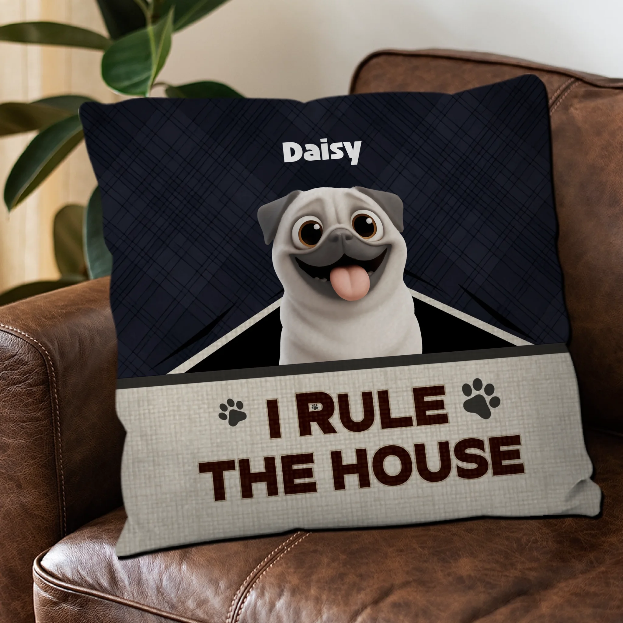 Customized Pug Lover Pillow - I Rule The House Present | 89Prints