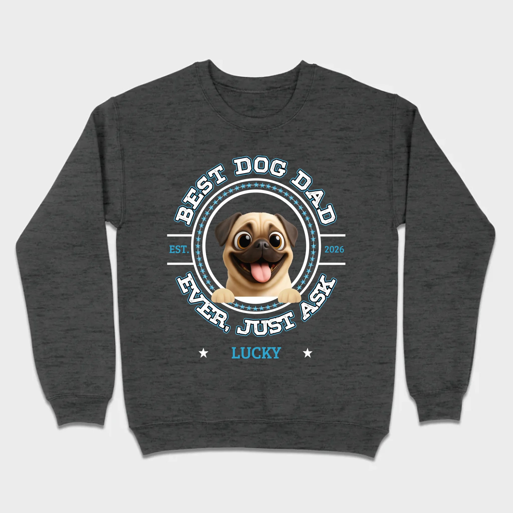 Personalized Pug Lover Basic Tee - Custom Best Dog Dad Ever T-Shirt | 89Prints