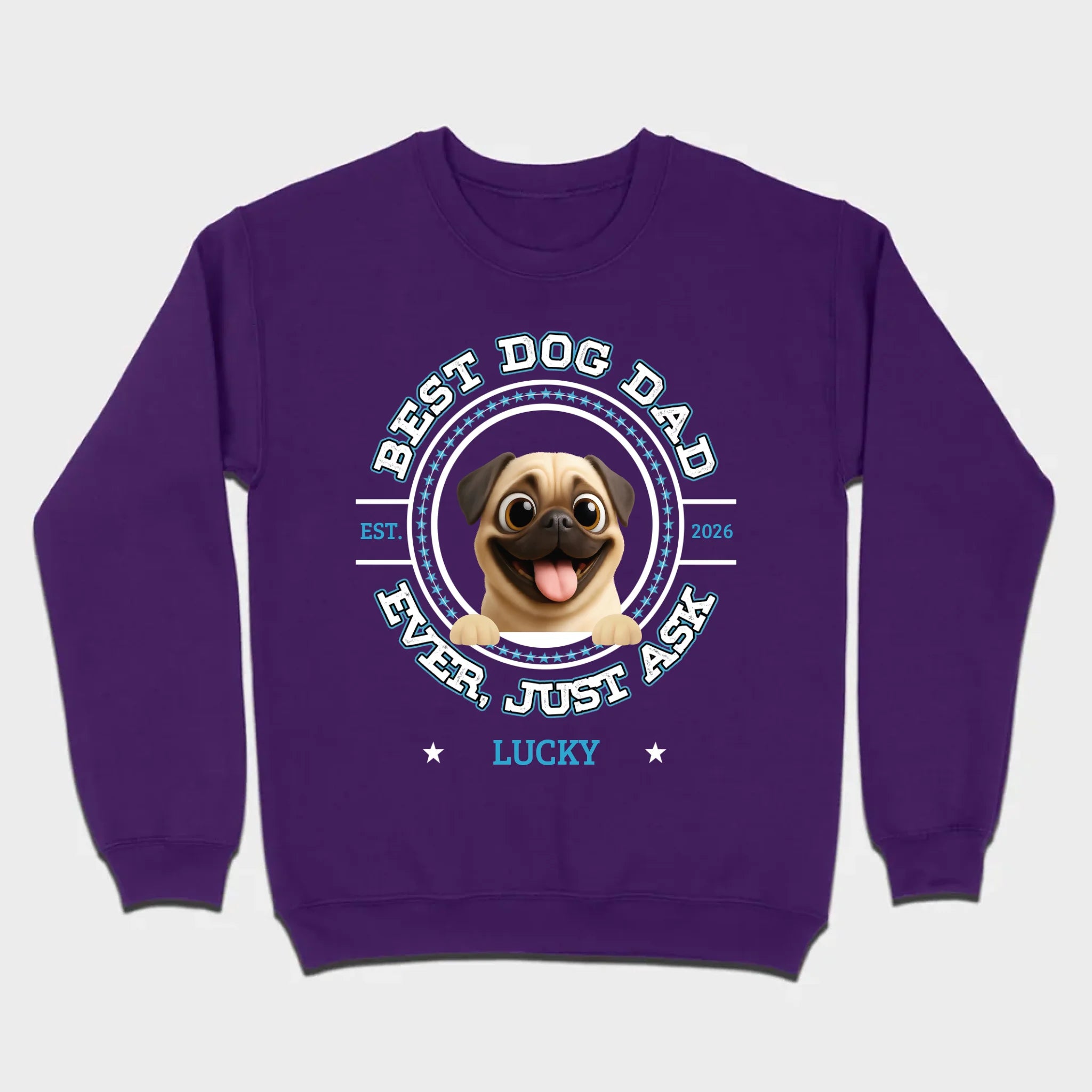 Personalized Pug Lover Basic Tee - Custom Best Dog Dad Ever T-Shirt | 89Prints