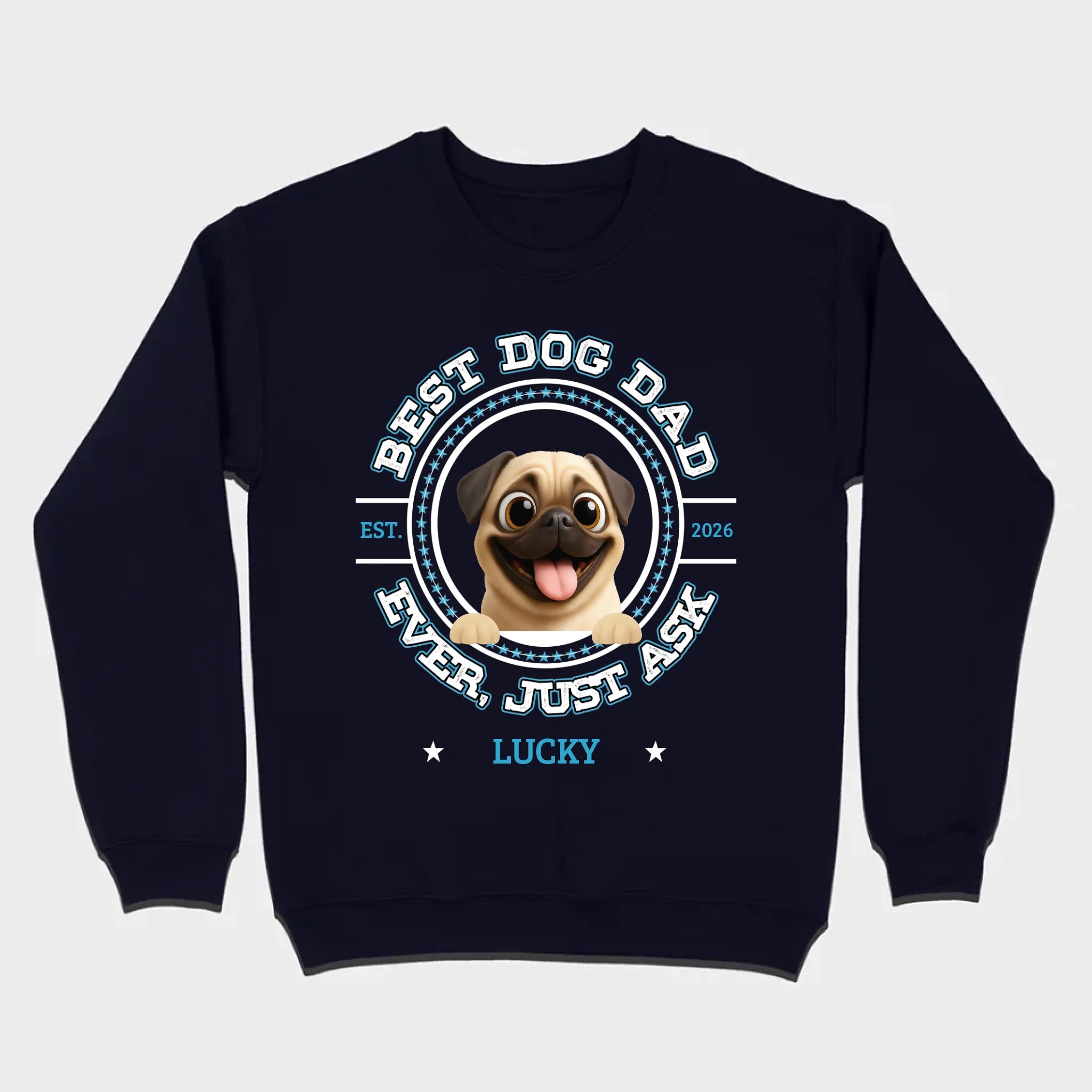 Personalized Pug Lover Basic Tee - Custom Best Dog Dad Ever T-Shirt | 89Prints