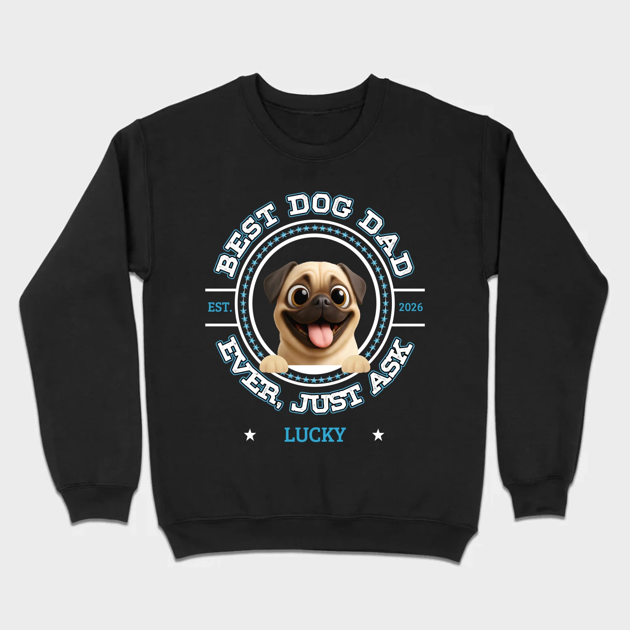 Personalized Pug Lover Basic Tee - Custom Best Dog Dad Ever T-Shirt | 89Prints