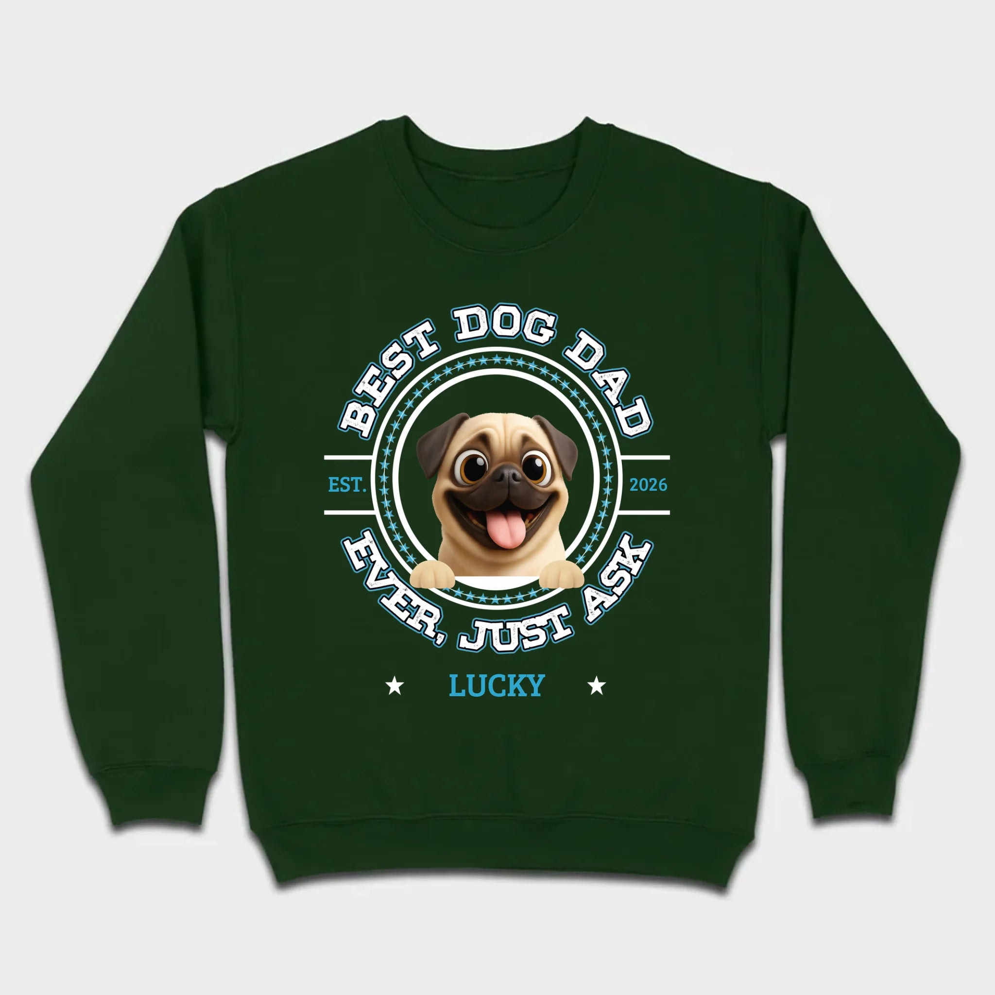 Personalized Pug Lover Basic Tee - Custom Best Dog Dad Ever T-Shirt | 89Prints