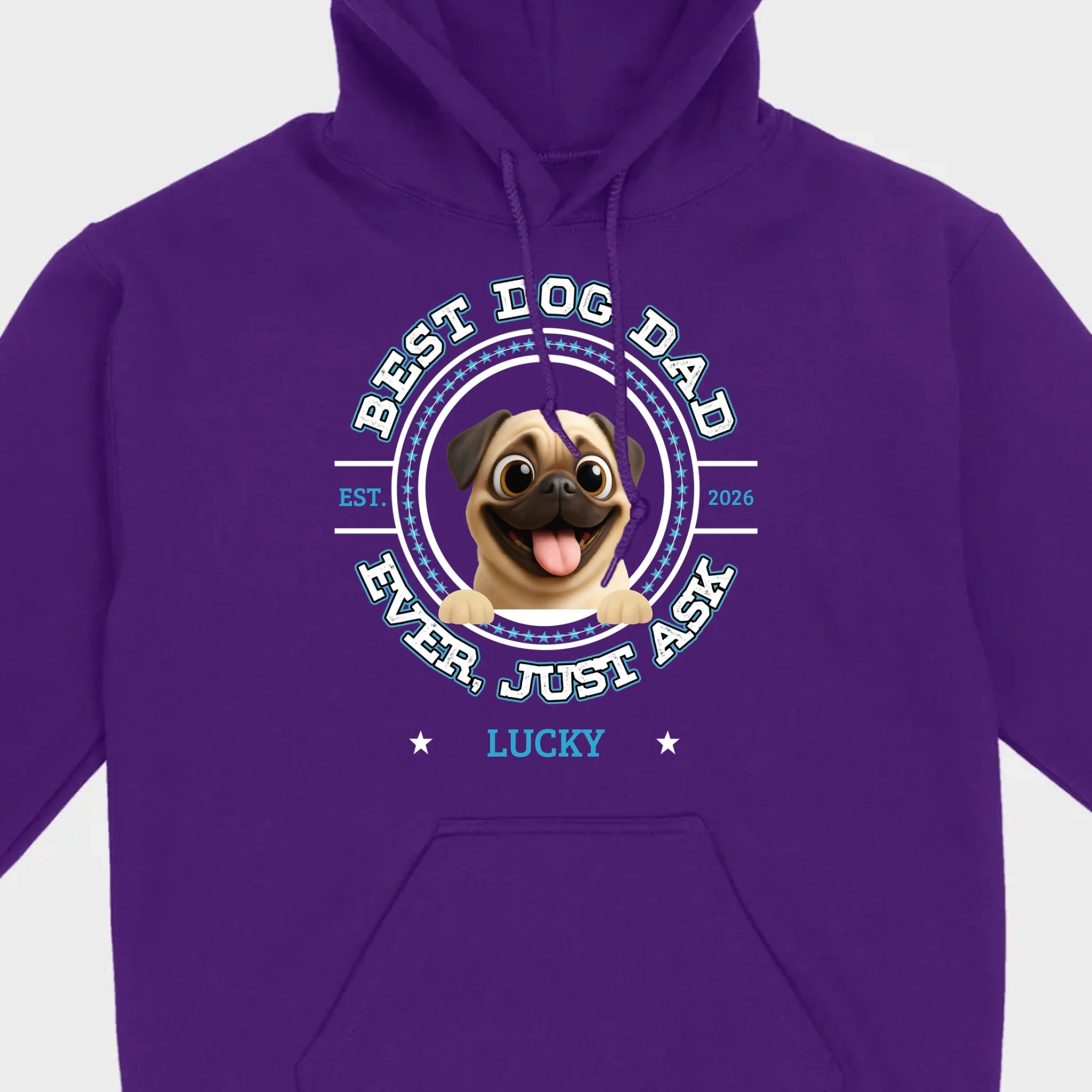 Personalized Pug Lover Basic Tee - Custom Best Dog Dad Ever T-Shirt | 89Prints