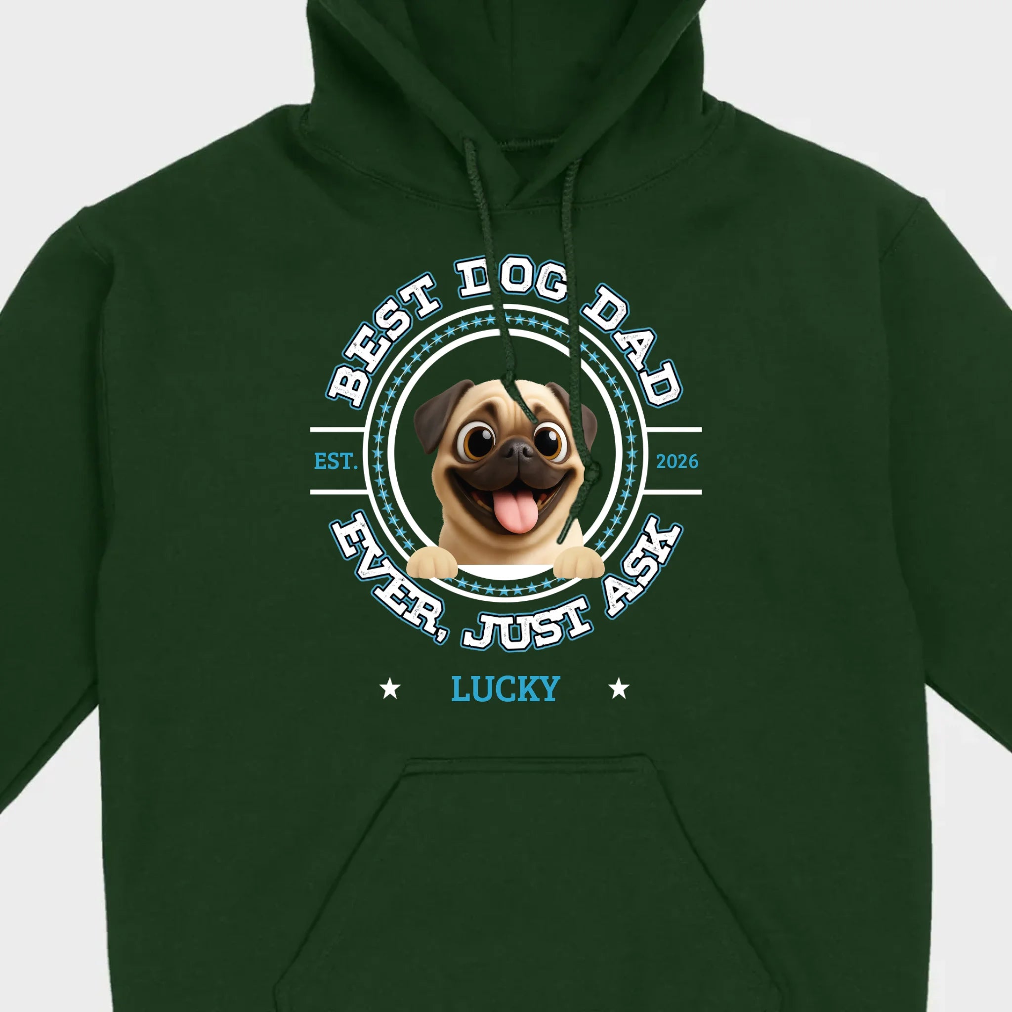 Personalized Pug Lover Basic Tee - Custom Best Dog Dad Ever T-Shirt | 89Prints