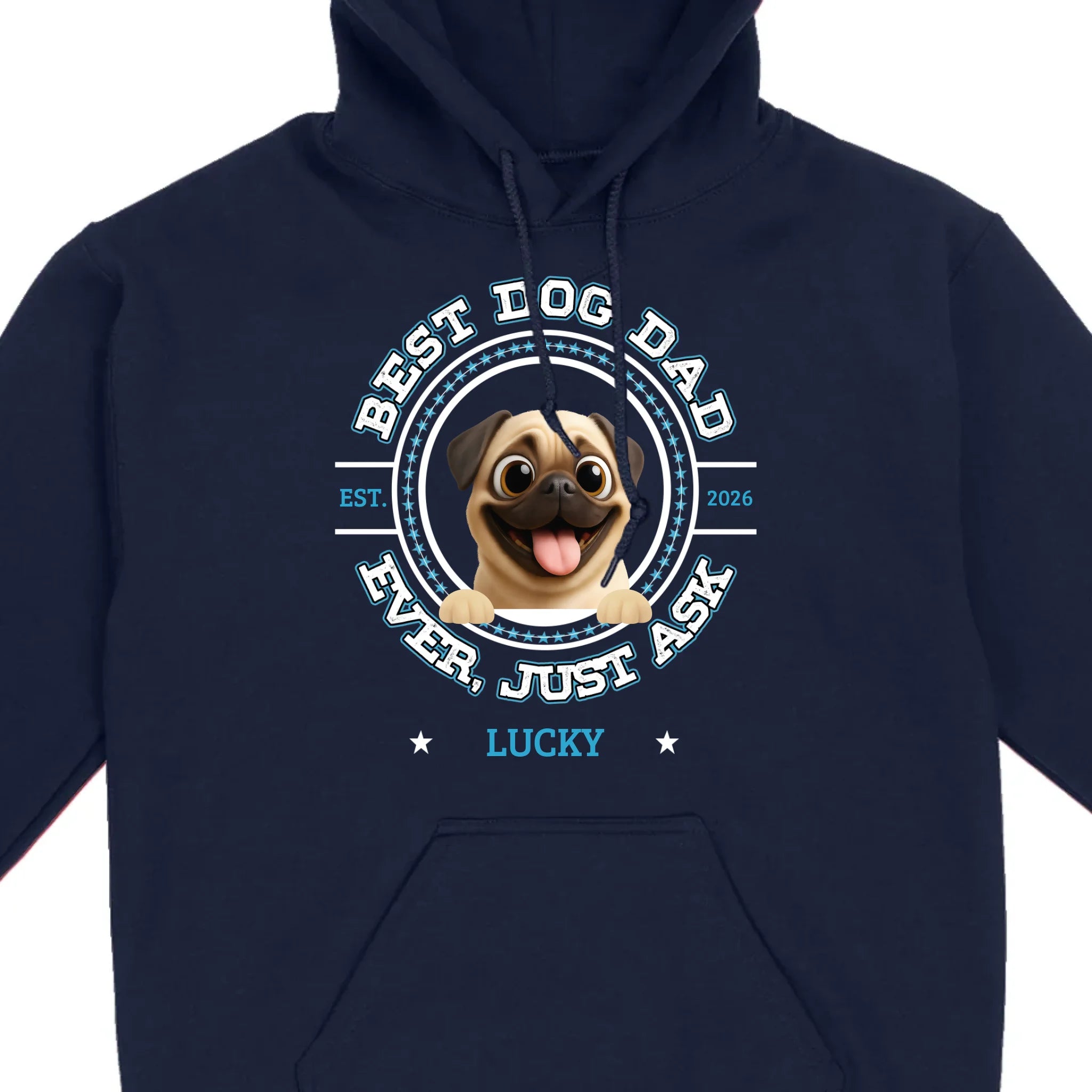 Personalized Pug Lover Basic Tee - Custom Best Dog Dad Ever T-Shirt | 89Prints