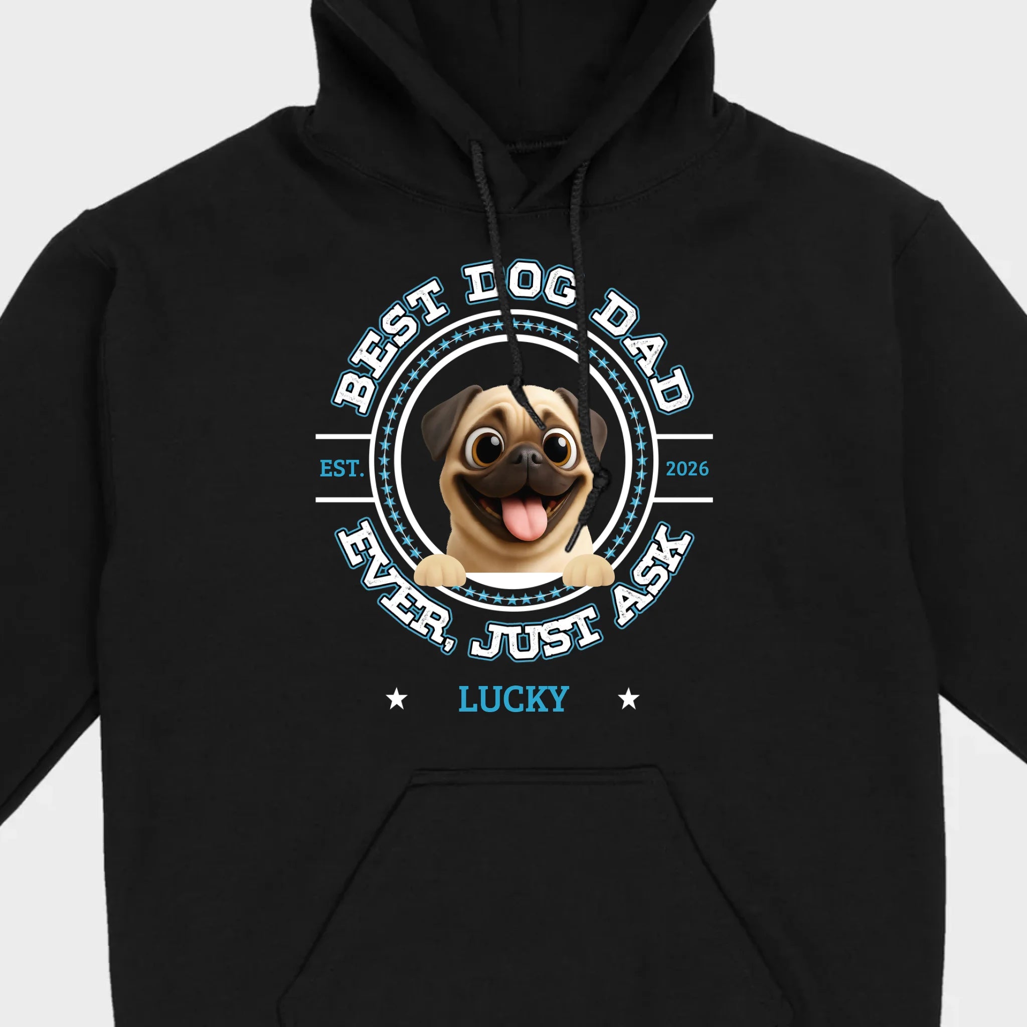 Personalized Pug Lover Basic Tee - Custom Best Dog Dad Ever T-Shirt | 89Prints