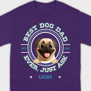 Personalized Pug Lover Basic Tee - Custom Best Dog Dad Ever T-Shirt | 89Prints