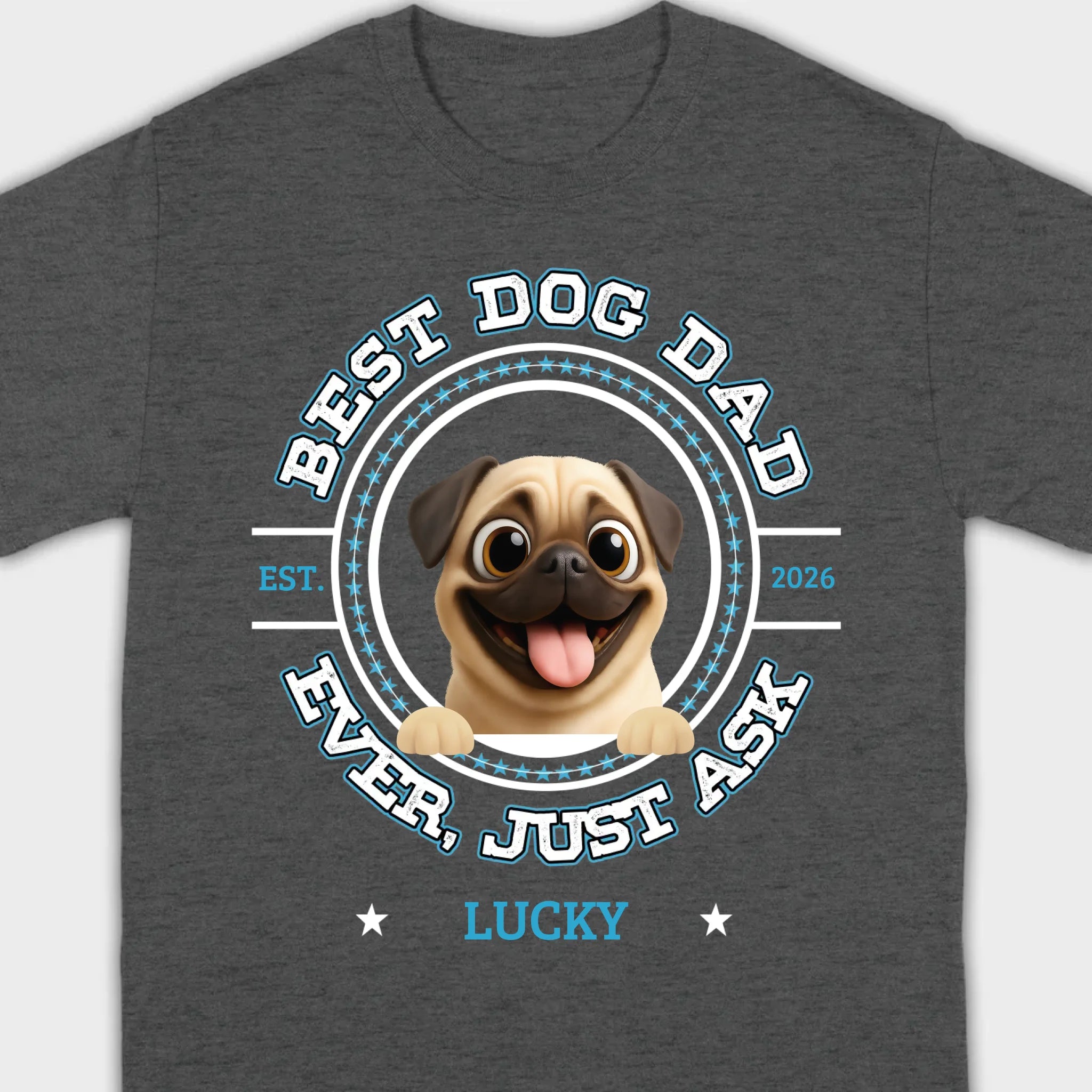 Personalized Pug Lover Basic Tee - Custom Best Dog Dad Ever T-Shirt | 89Prints