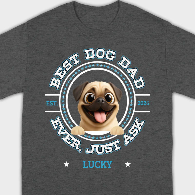 Personalized Pug Lover Basic Tee - Custom Best Dog Dad Ever T-Shirt | 89Prints