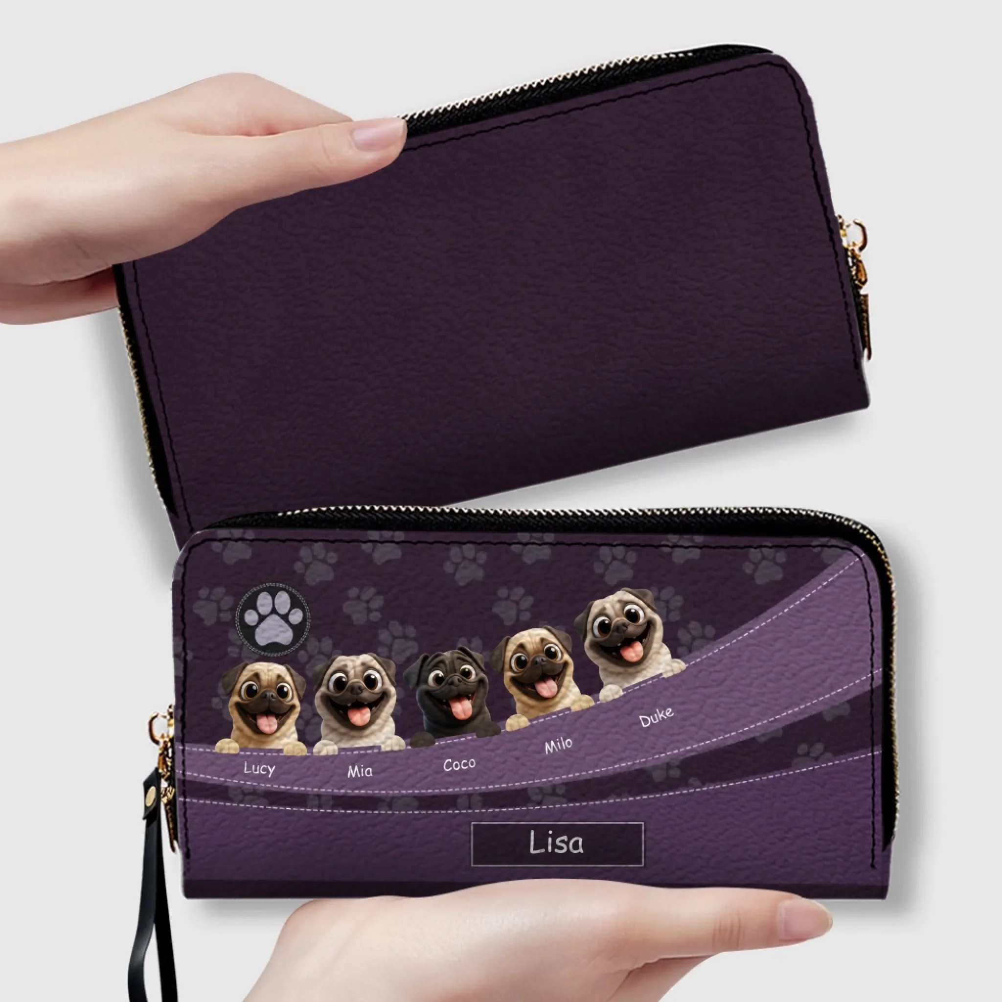 Personalized Pug Leather Wallet – Custom Gift With A Variety Of Color Options | 89Prints