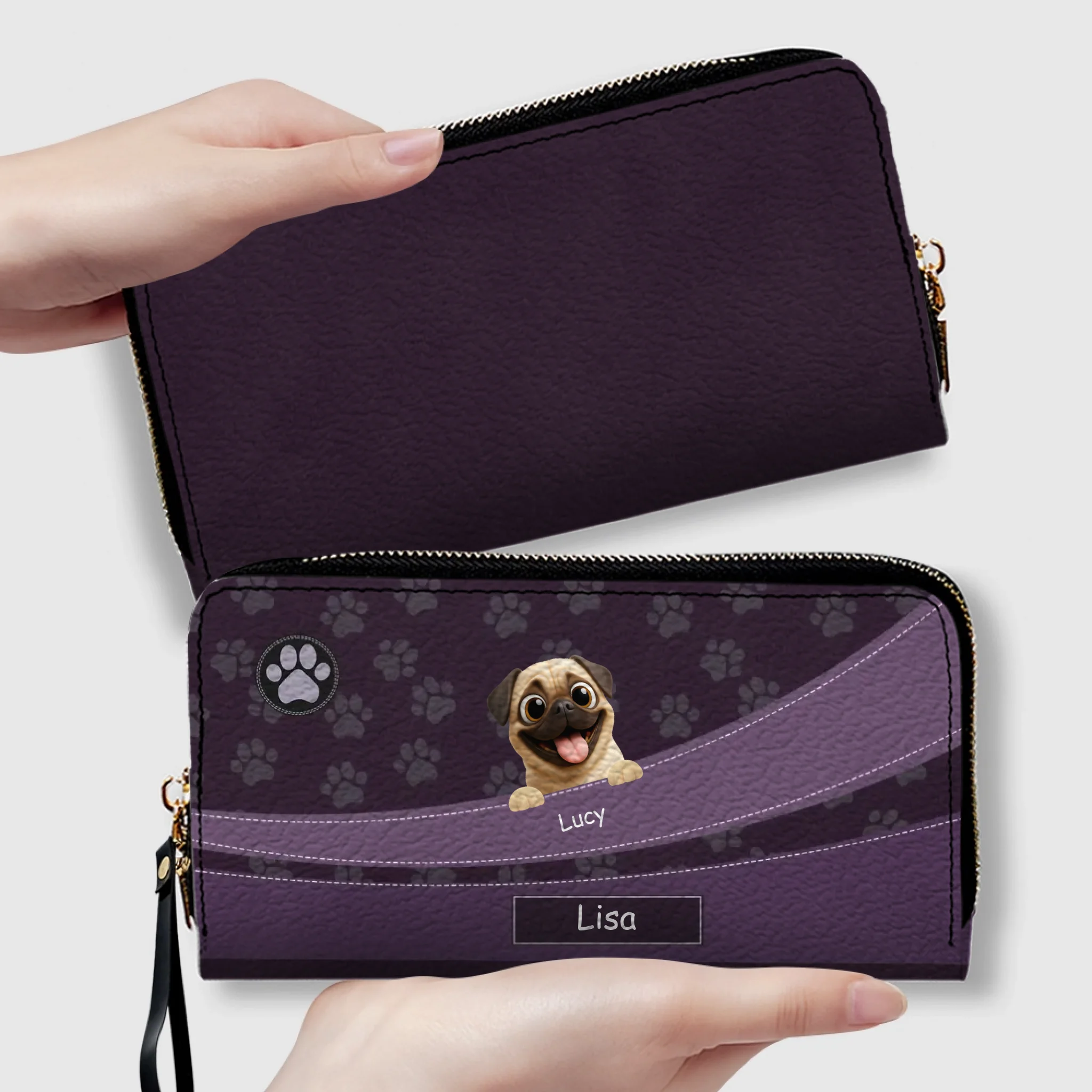 Personalized Pug Leather Wallet – Custom Gift With A Variety Of Color Options | 89Prints