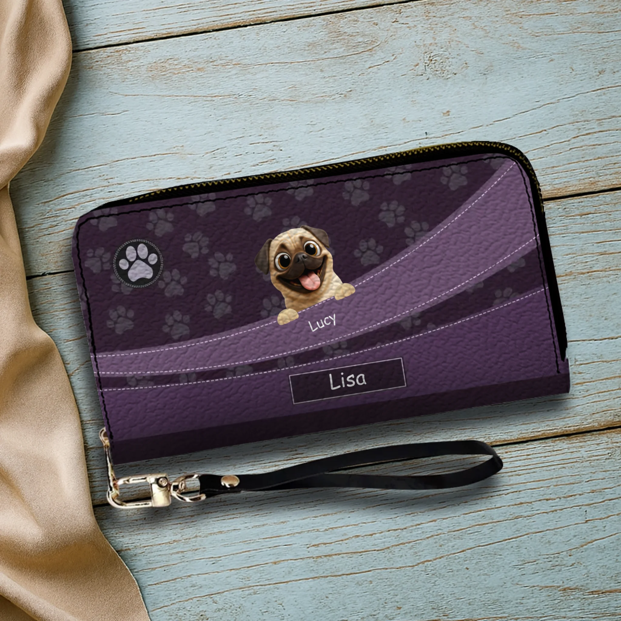 Personalized Pug Leather Wallet – Custom Gift With A Variety Of Color Options | 89Prints