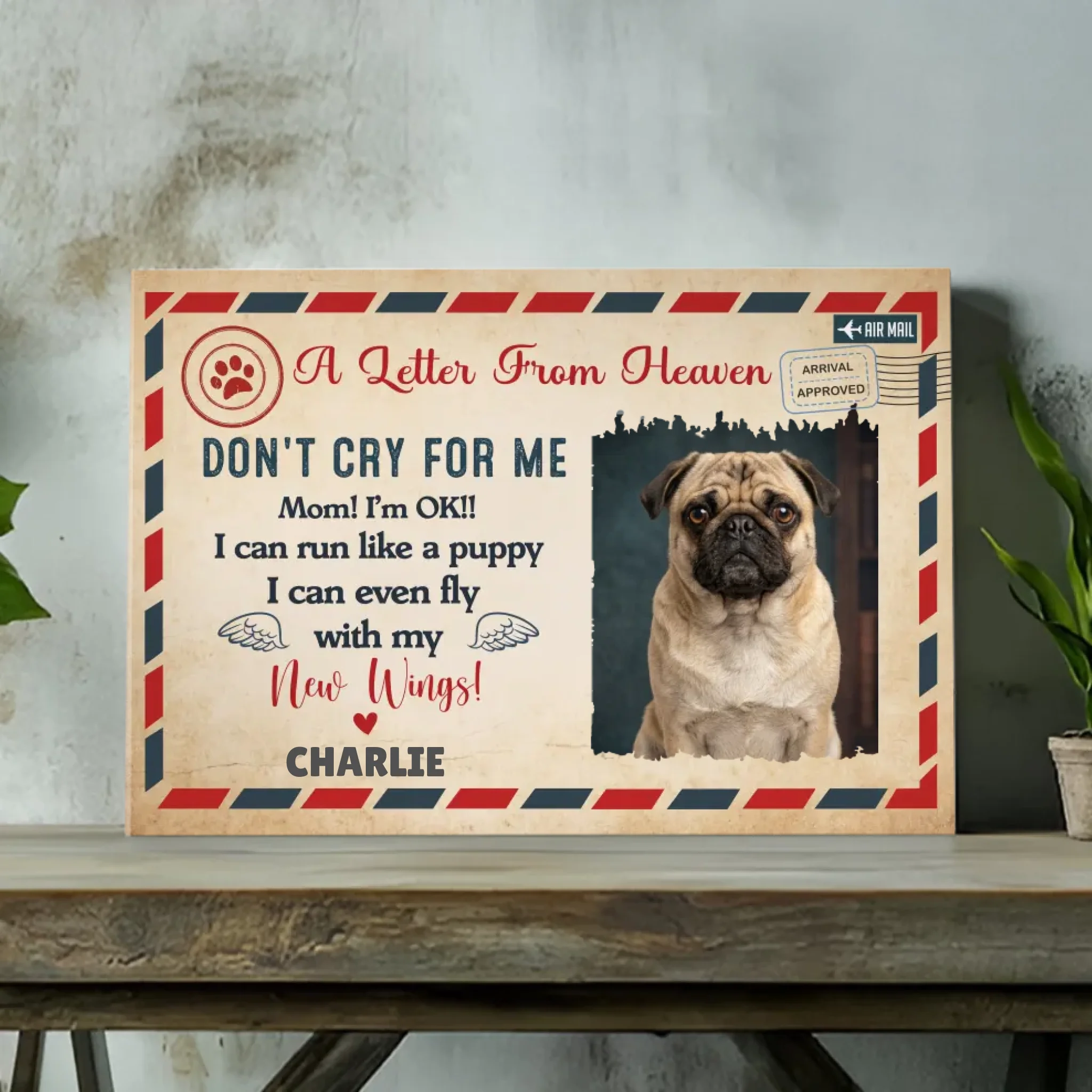 Personalized Pug Memorial Canvas Wall Art - A Message Of Love From Heaven | 89Prints