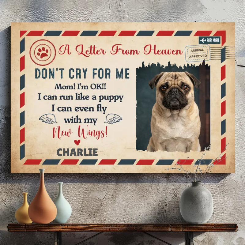 Personalized Pug Memorial Canvas Wall Art - A Message Of Love From Heaven | 89Prints
