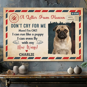 Personalized Pug Memorial Canvas Wall Art - A Message Of Love From Heaven | 89Prints
