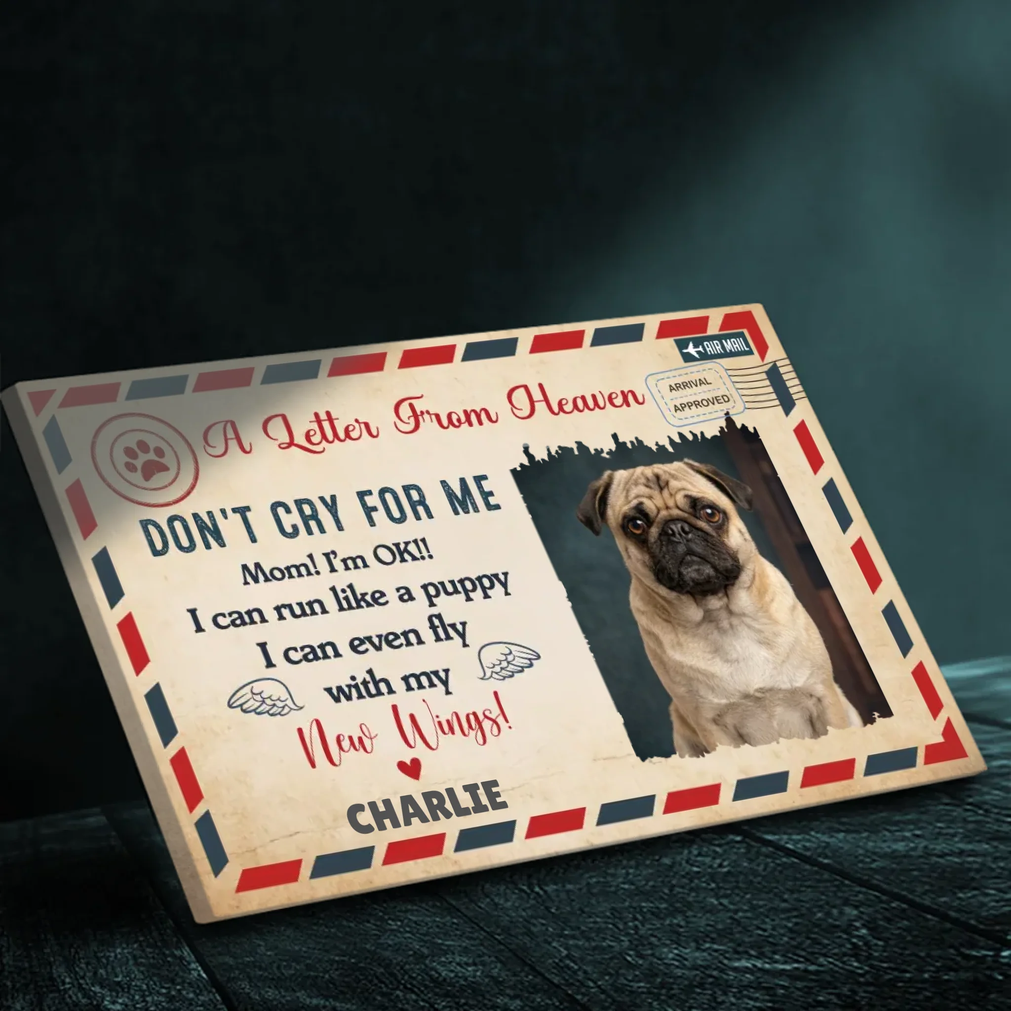 Personalized Pug Memorial Canvas Wall Art - A Message Of Love From Heaven | 89Prints