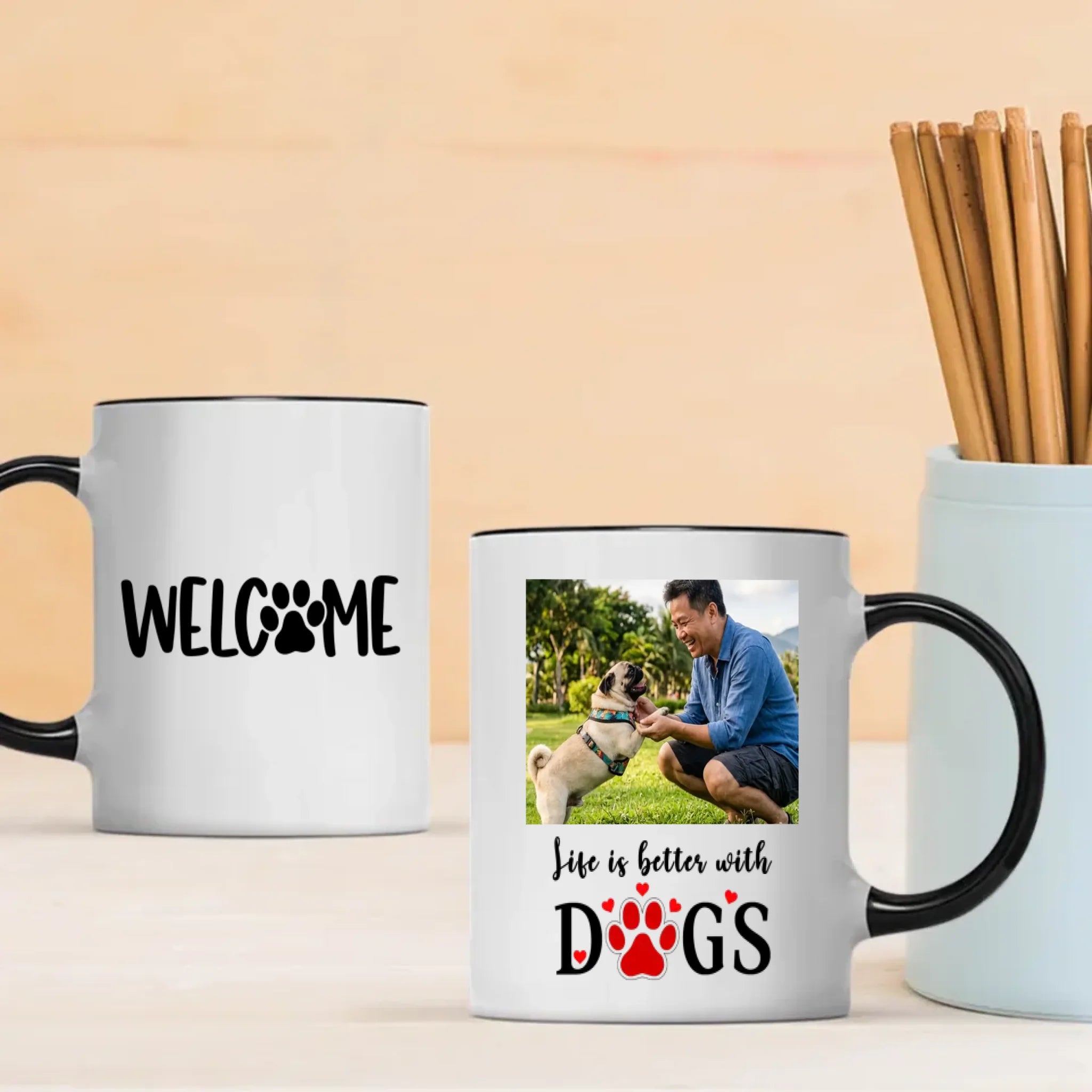 Custom Pug Lover Mug – Life Is Better With Dogs, Cute Ceramic Gift For Dog Lovers | 89Prints
