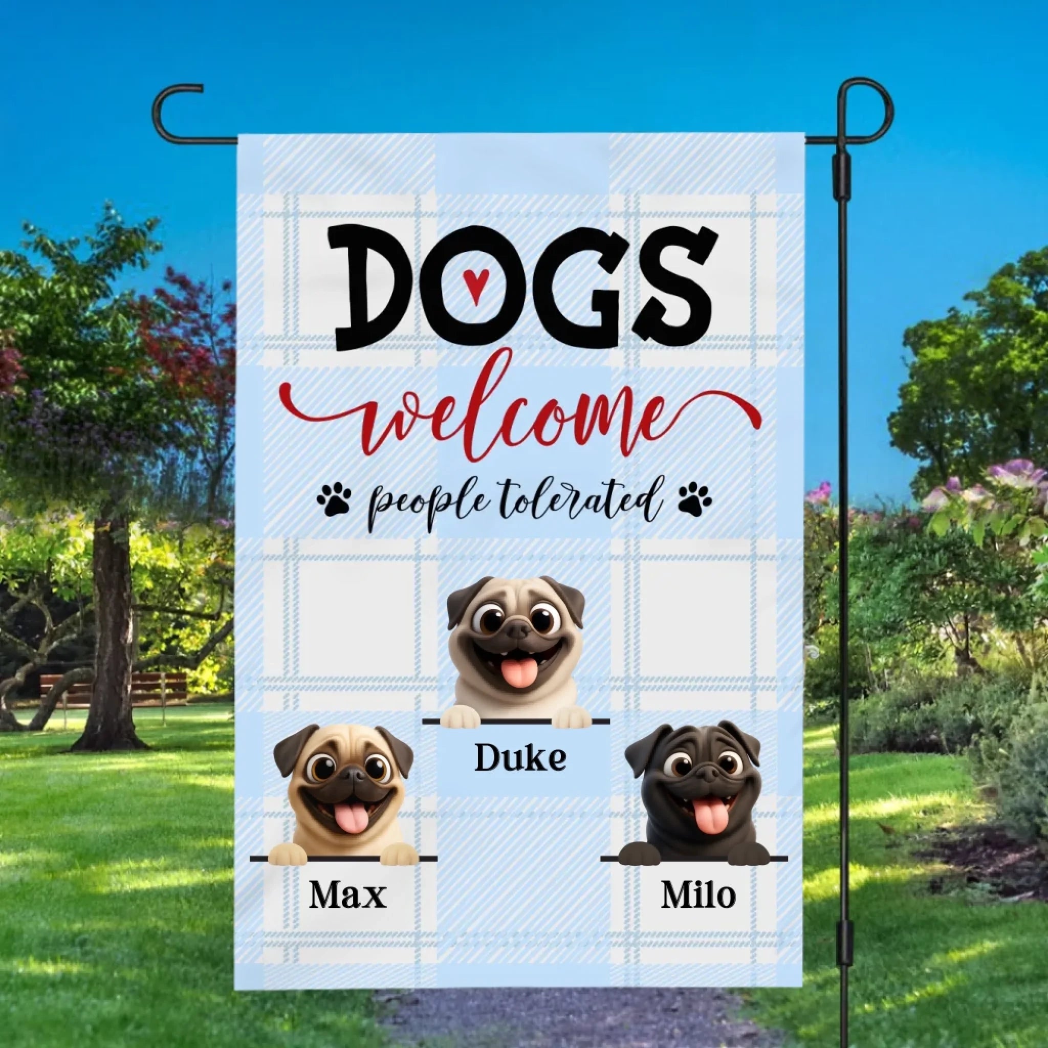 Custom Pug Lover Garden Flag – Dogs Welcome, People Tolerated Gift | 89Prints