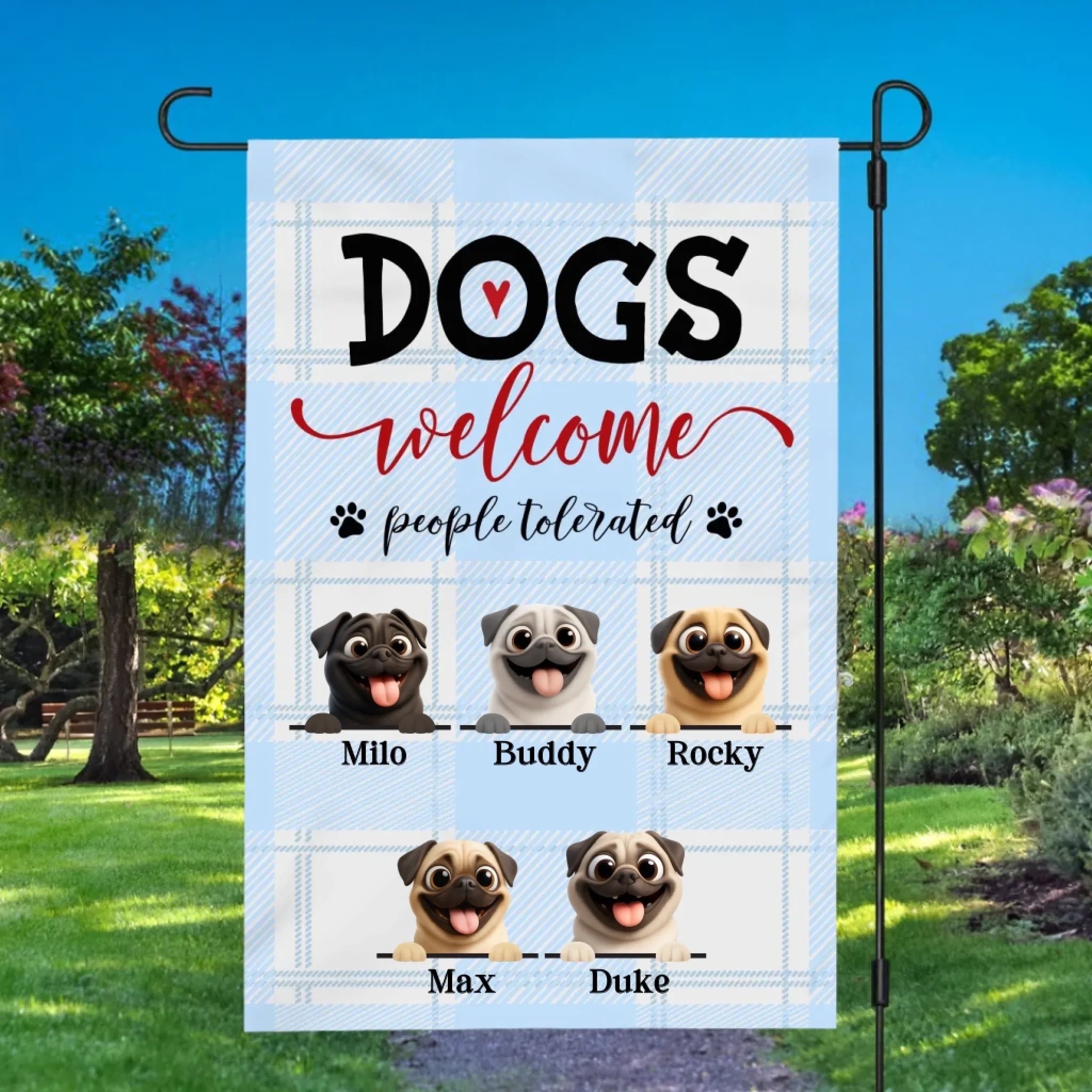 Custom Pug Lover Garden Flag – Dogs Welcome, People Tolerated Gift | 89Prints
