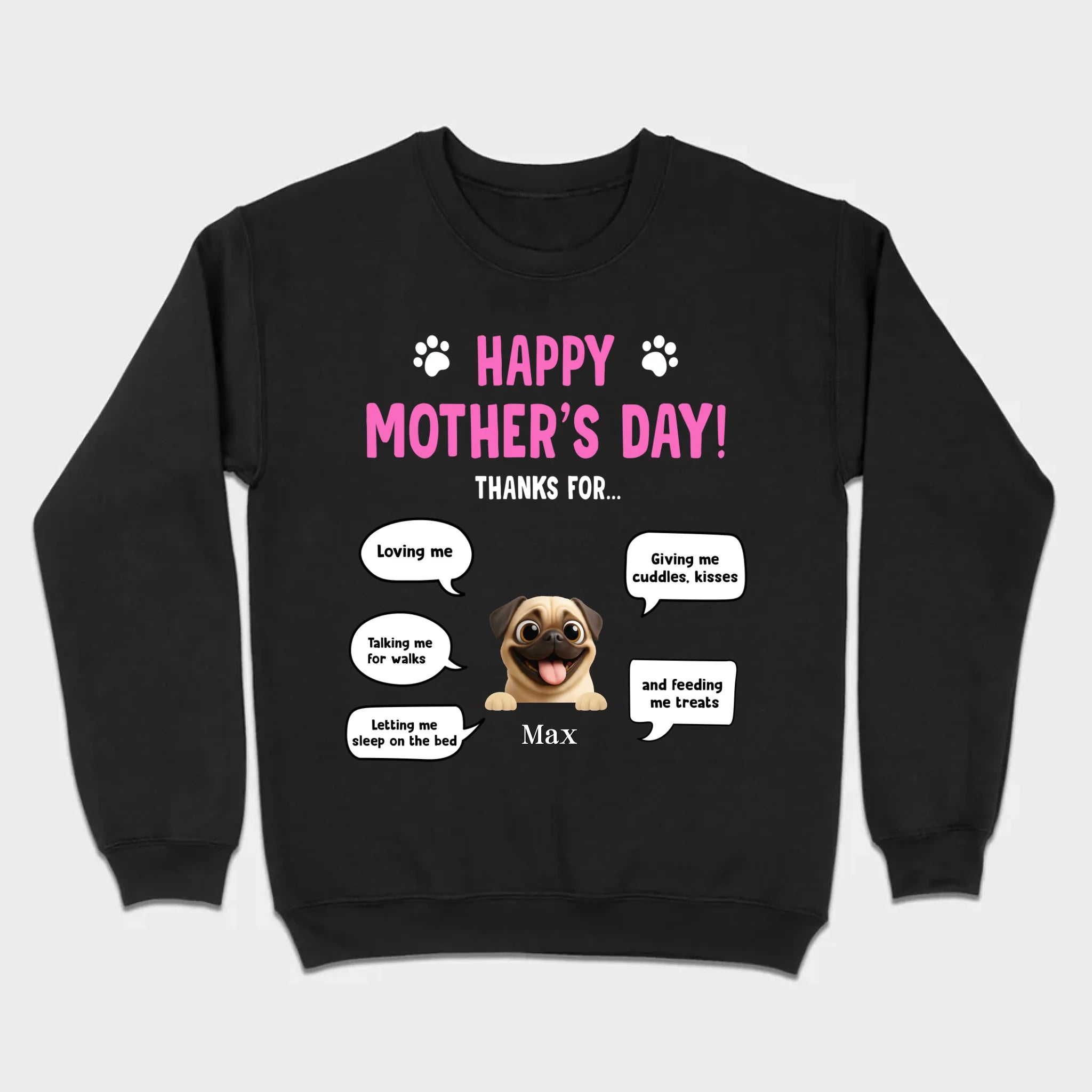 Custom Pug Lover Hoodie - Perfect Mother’s Day T-Shirt From Your Pets | 89Prints