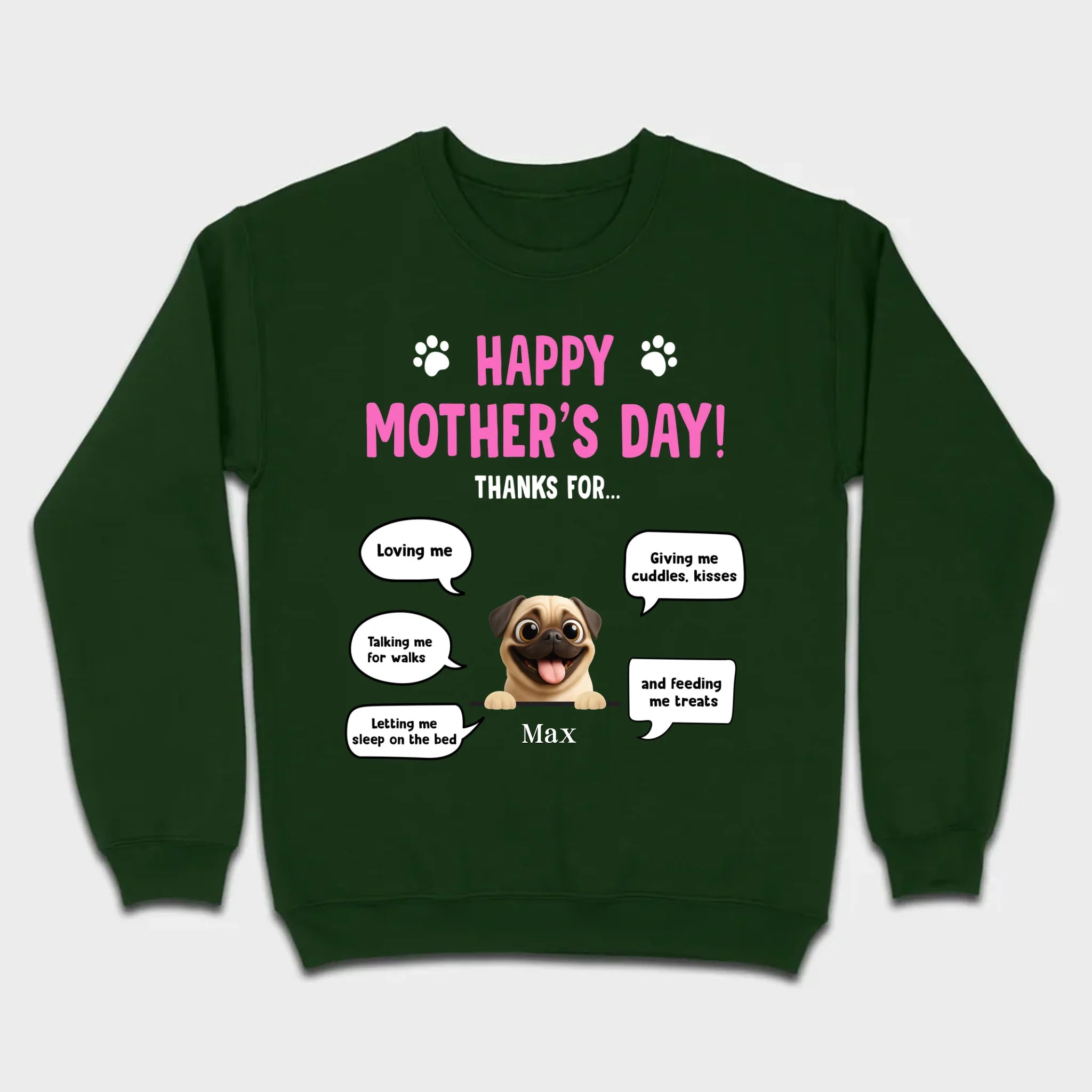 Custom Pug Lover Hoodie - Perfect Mother’s Day T-Shirt From Your Pets | 89Prints