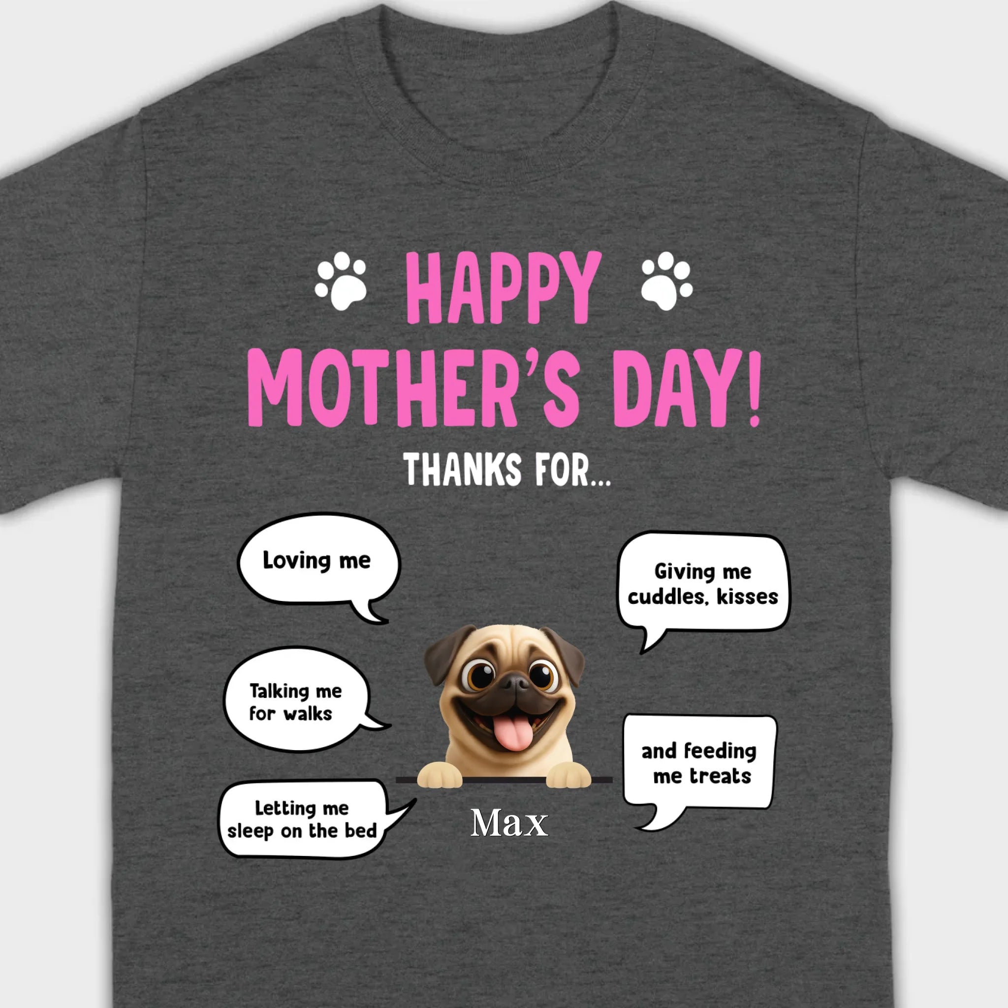 Custom Pug Lover Hoodie - Perfect Mother’s Day T-Shirt From Your Pets | 89Prints