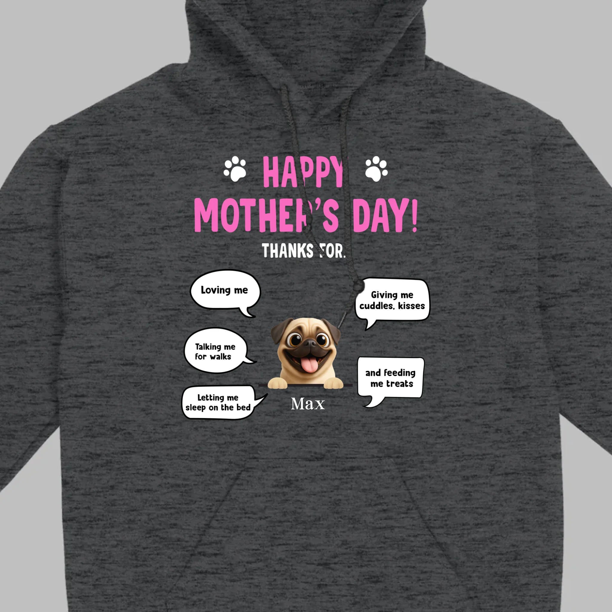 Custom Pug Lover Hoodie - Perfect Mother’s Day T-Shirt From Your Pets | 89Prints