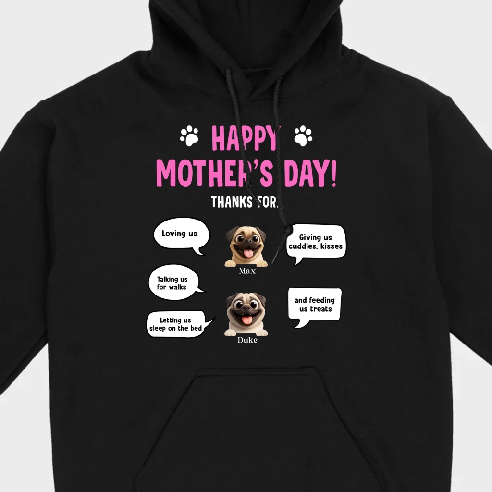 Custom Pug Lover Hoodie - Perfect Mother’s Day T-Shirt From Your Pets | 89Prints