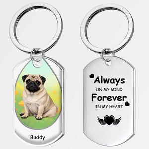 Custom Pug Keychain - Unique Pet Photo & Name Gift “Always On My Mind