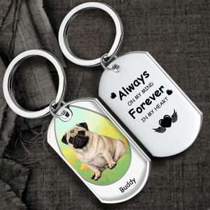 Custom Pug Keychain - Unique Pet Photo & Name Gift “Always On My Mind