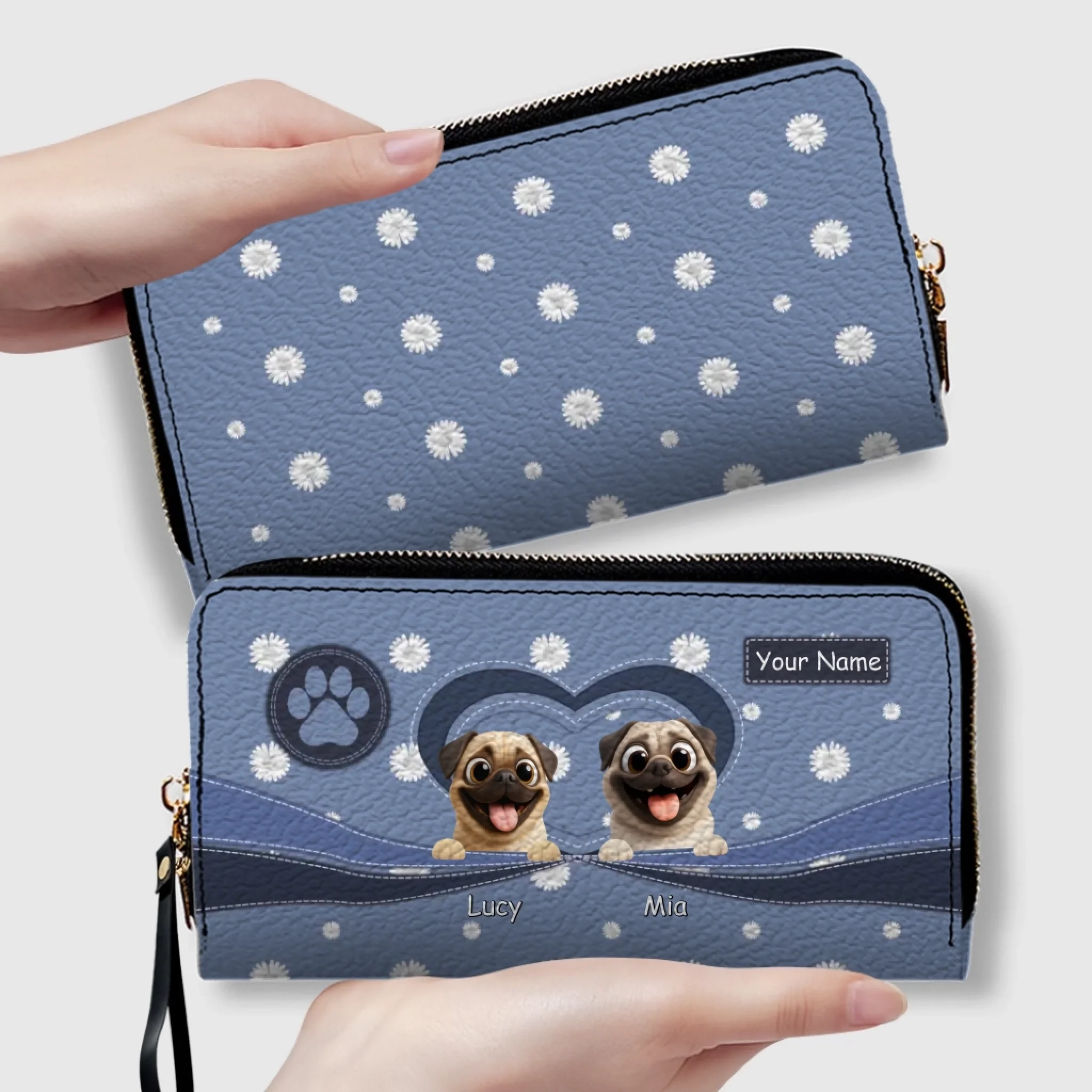 Personalized Pug Lover Wallet – Unique Dog Illustration Gift For Owners | 89Prints