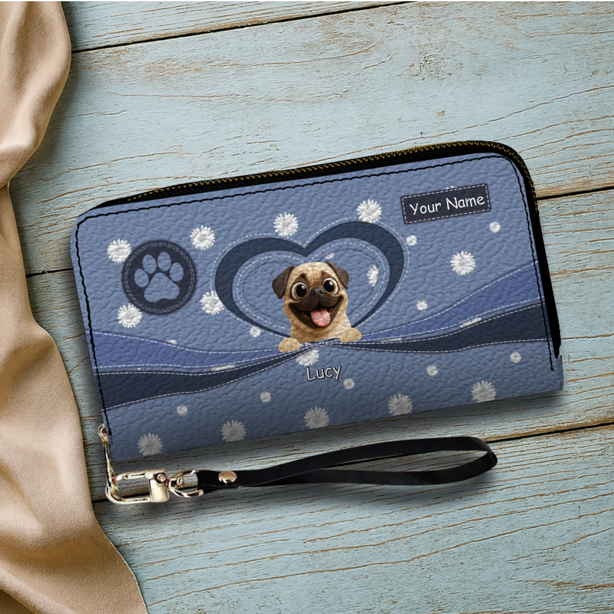 Personalized Pug Lover Wallet – Unique Dog Illustration Gift For Owners | 89Prints