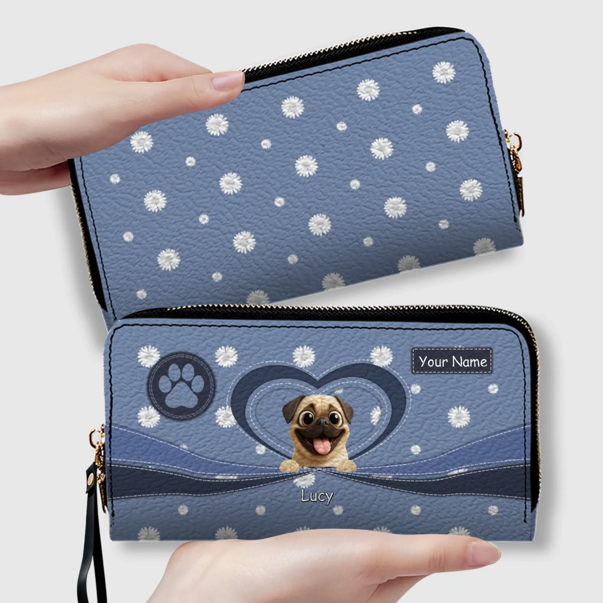 Personalized Pug Lover Wallet – Unique Dog Illustration Gift For Owners | 89Prints