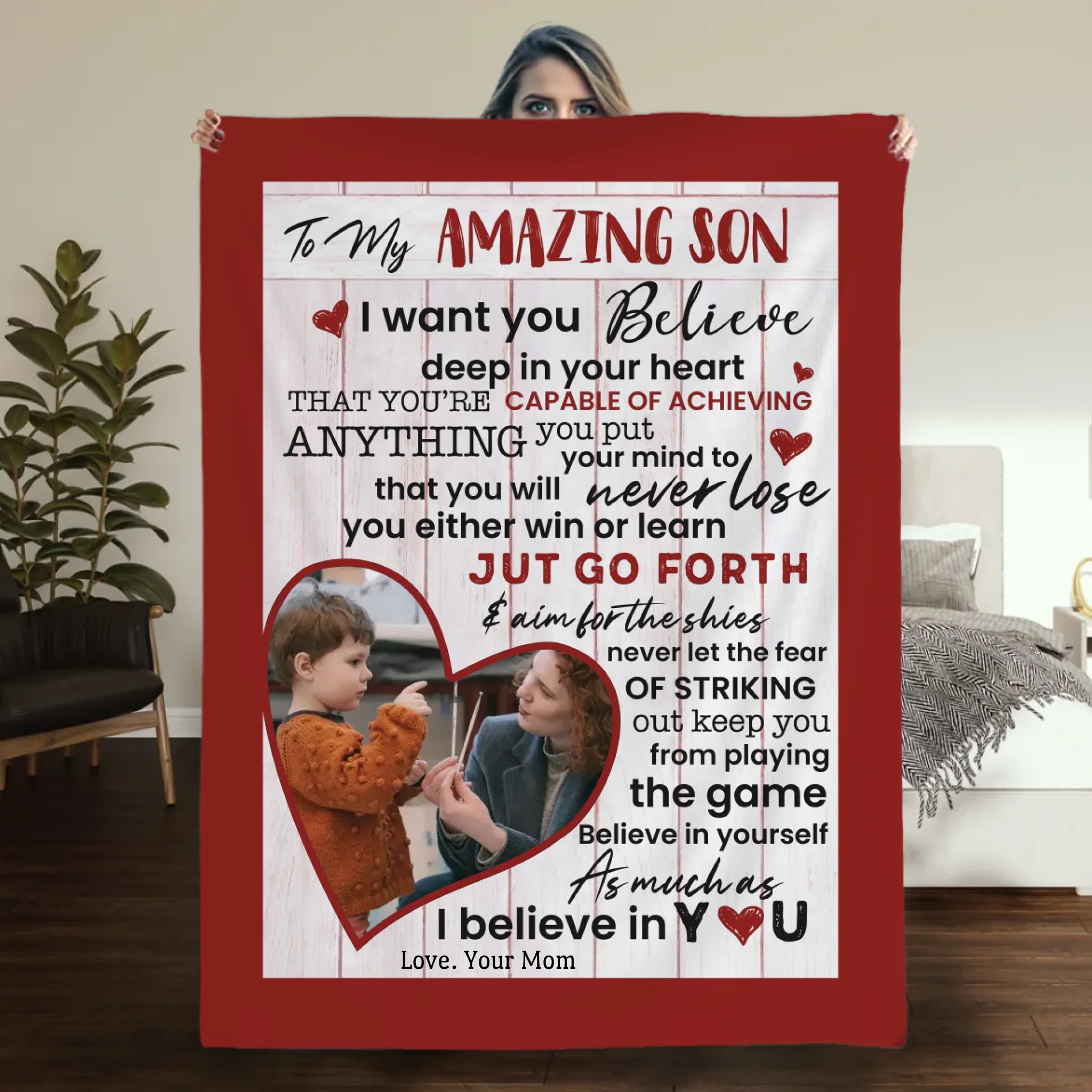 Personalized Blanket – To My Amazing Son with Photo - 89Prints