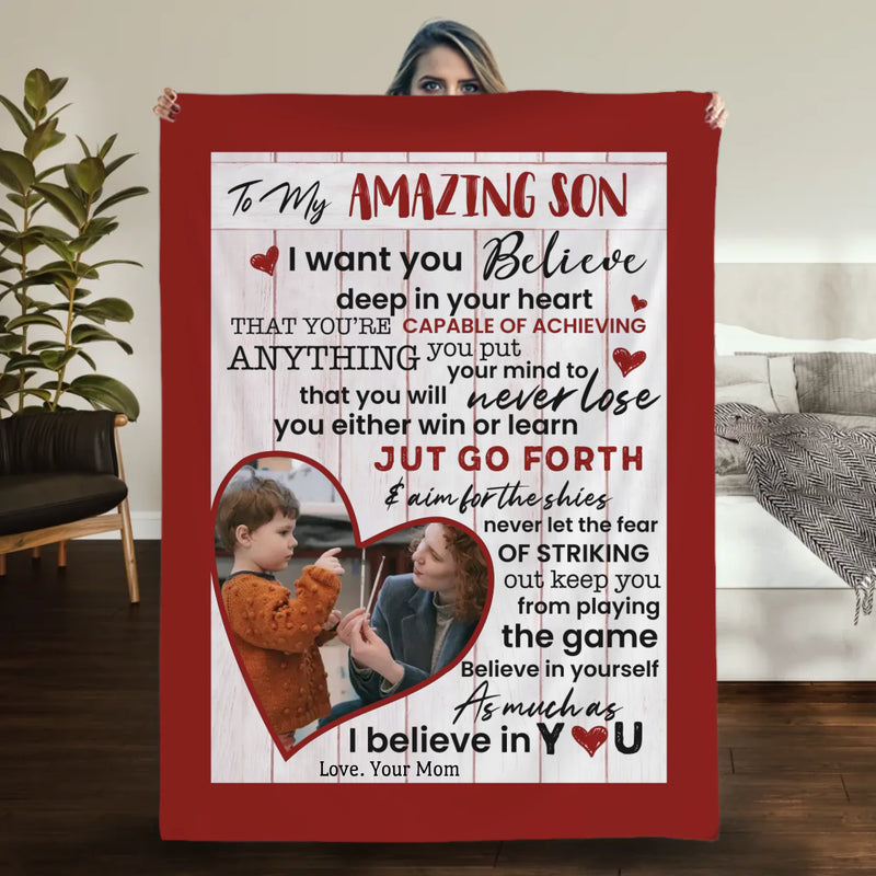 Personalized Blanket – To My Amazing Son with Photo - 89Prints