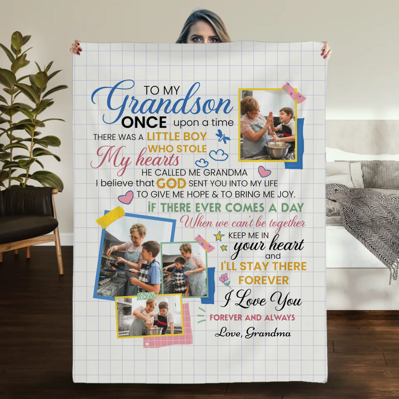 Personalized Blanket – To My Grandson with Photo & Heartfelt Message - 89Prints