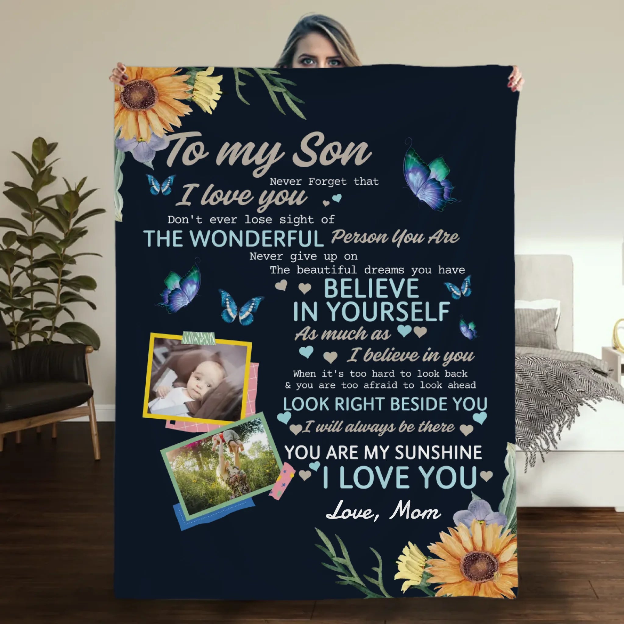 Personalized Blanket – Warm Words for a Wonderful Son - 89Prints