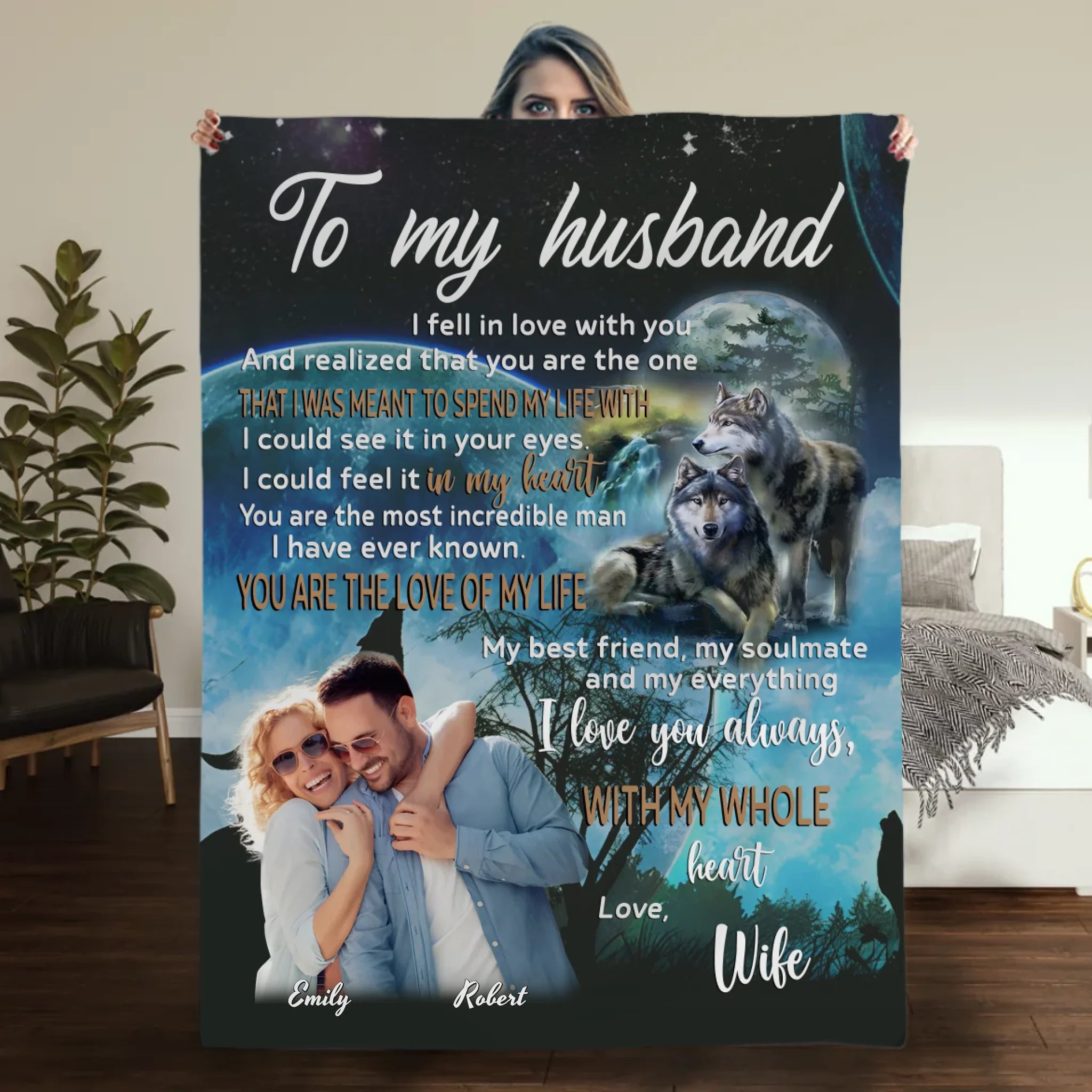 To My Husband – Custom Blanket with Name & Loving Words - 89Prints
