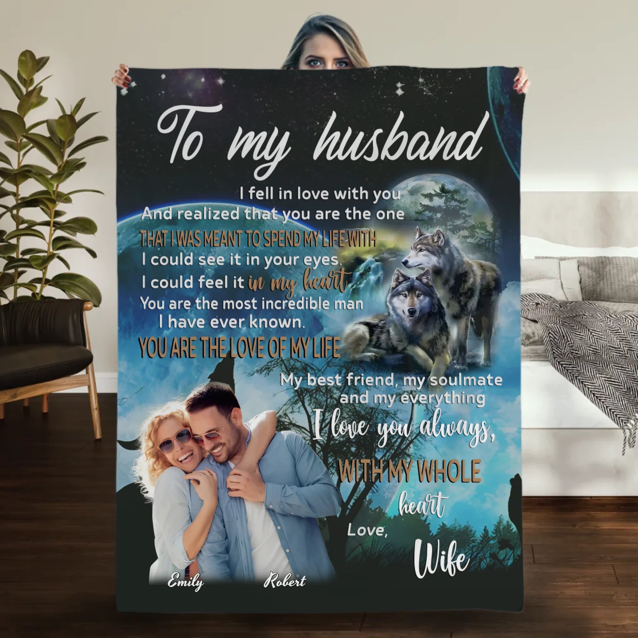 To My Husband – Custom Blanket with Name & Loving Words - 89Prints