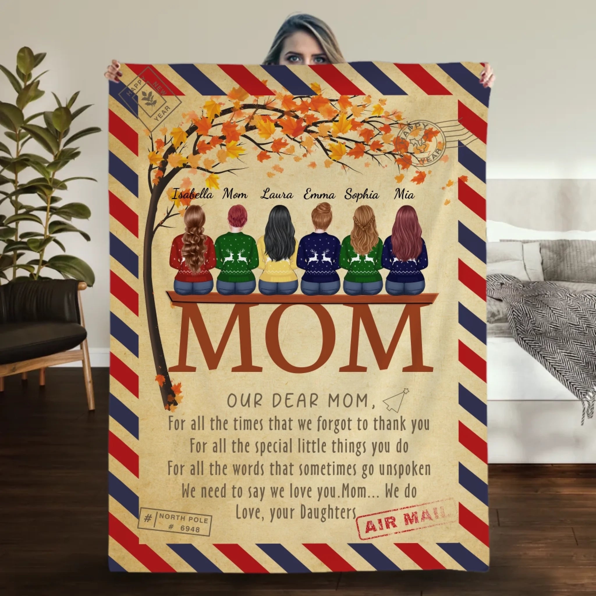 Personalized Memorial Blanket – My Dear Mom Tribute with Custom Name - 89Prints