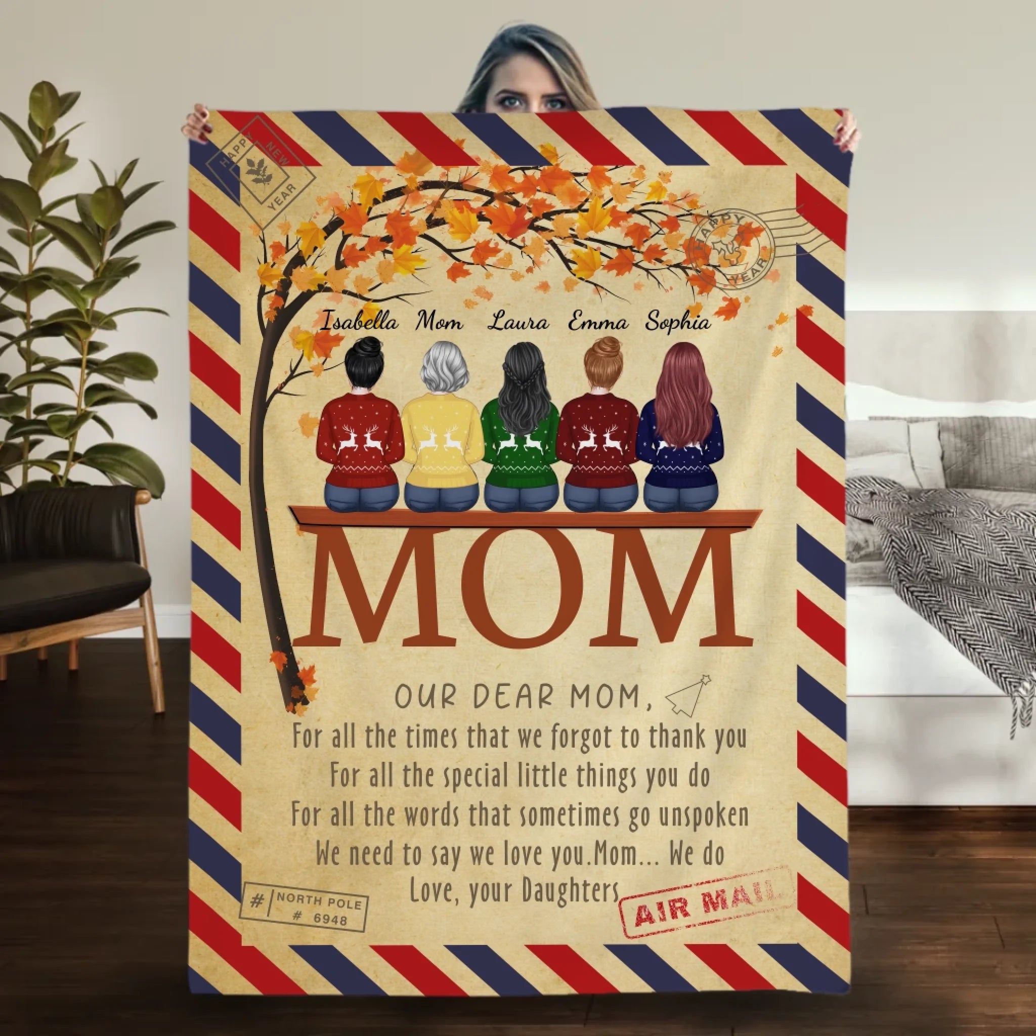 Personalized Memorial Blanket – My Dear Mom Tribute with Custom Name - 89Prints