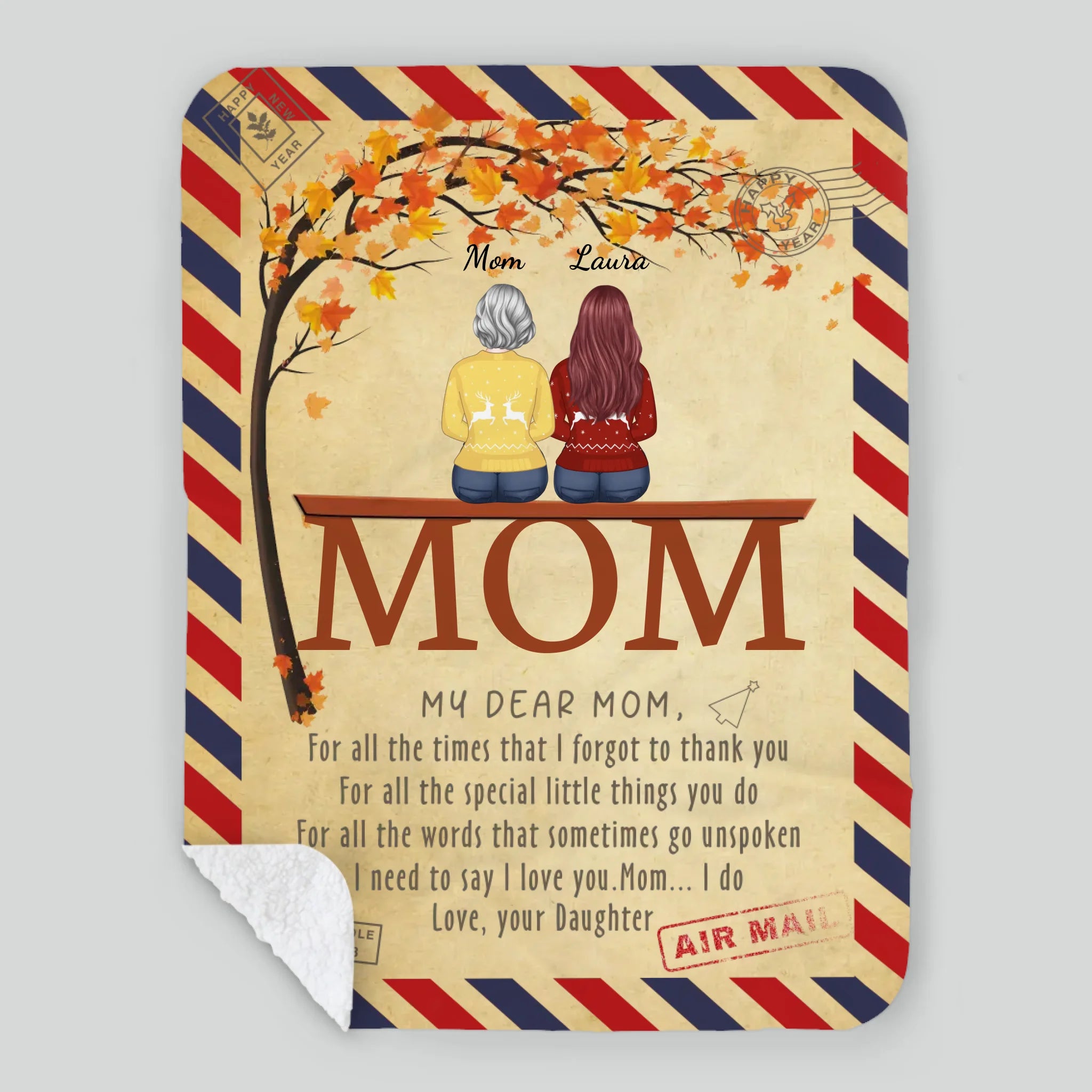 Personalized Memorial Blanket – My Dear Mom Tribute with Custom Name - 89Prints