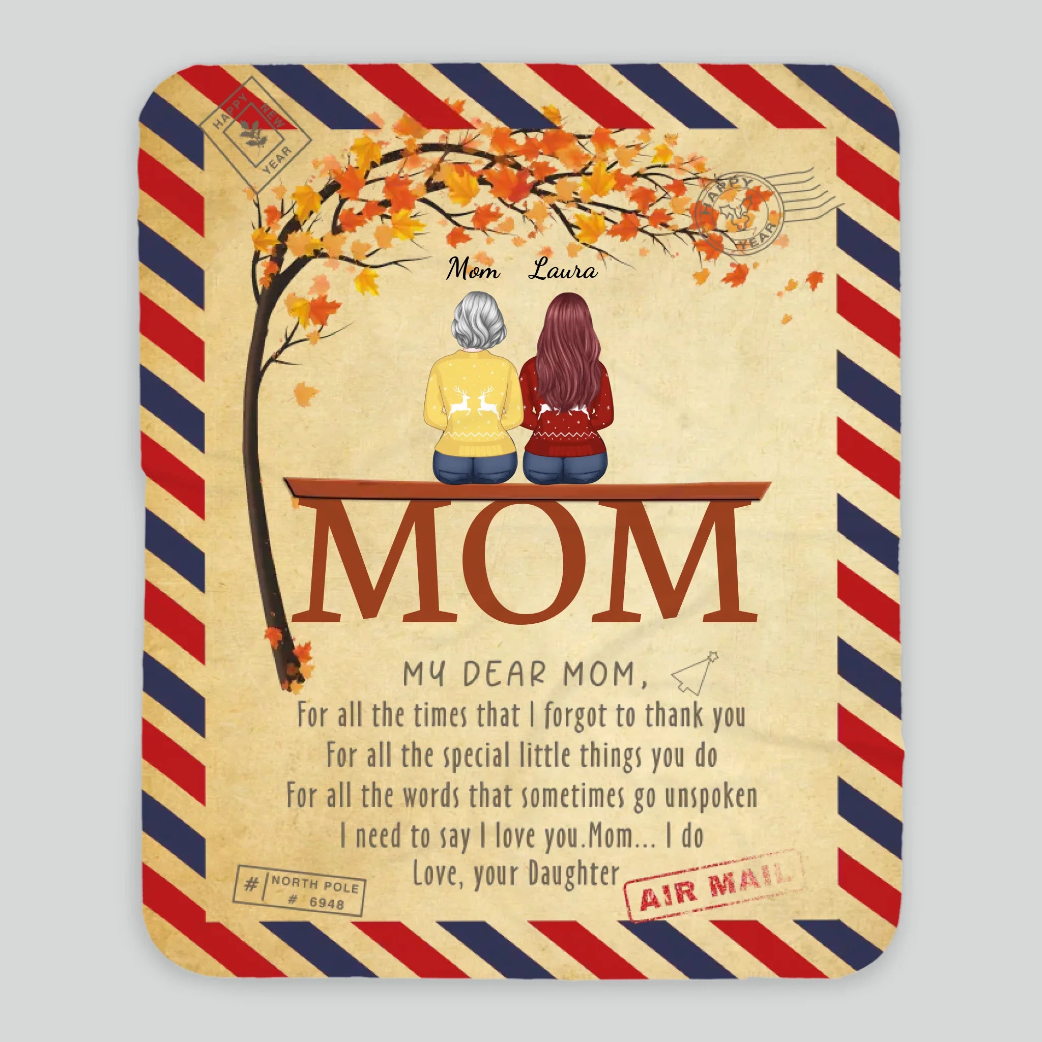 Personalized Memorial Blanket – My Dear Mom Tribute with Custom Name - 89Prints
