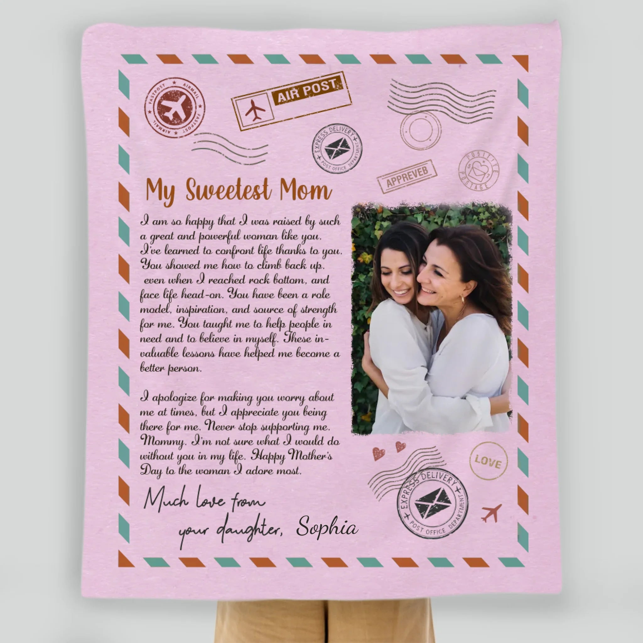 Personalized Memorial Blanket – My Sweetest Mom with Custom Photo & Name - 89Prints