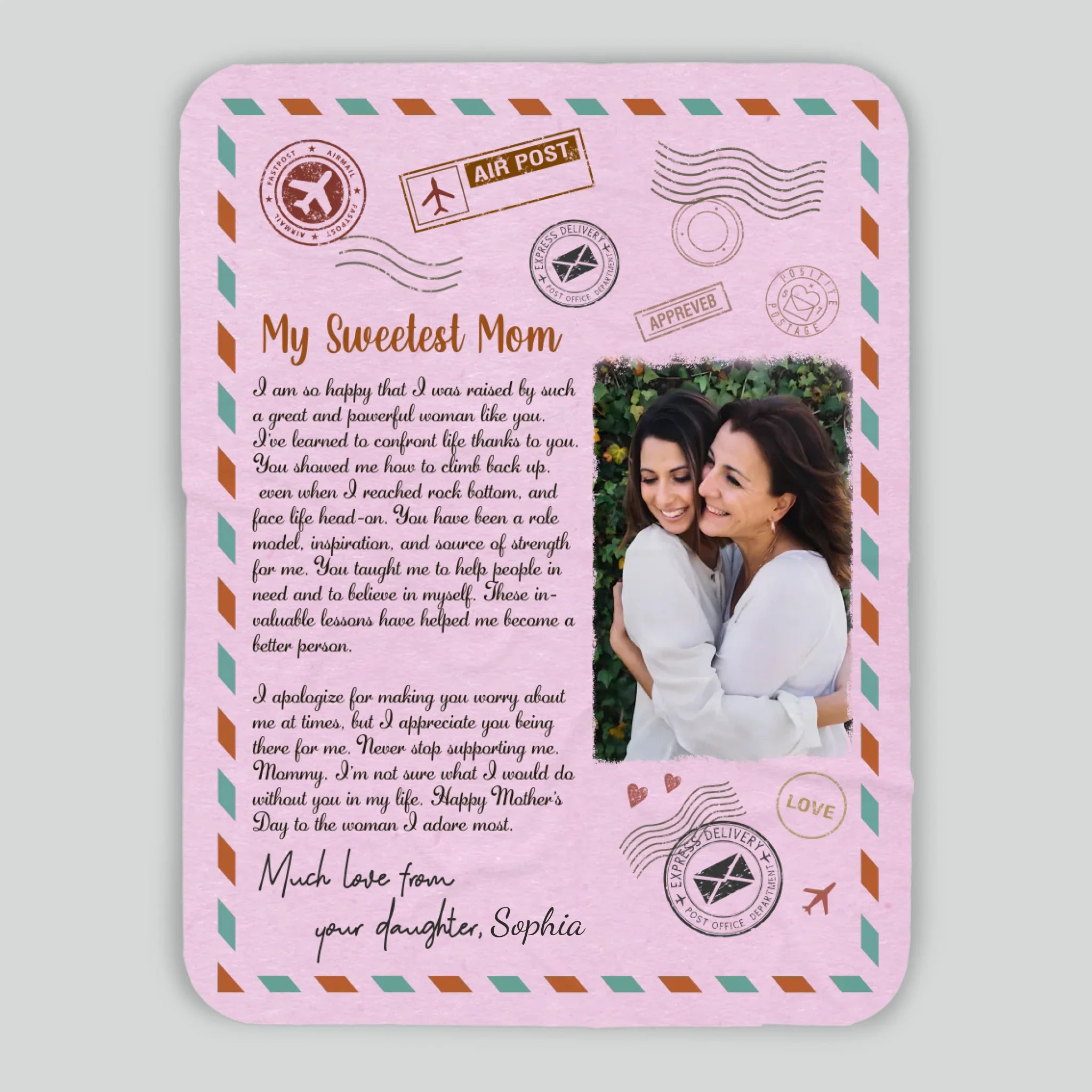 Personalized Memorial Blanket – My Sweetest Mom with Custom Photo & Name - 89Prints