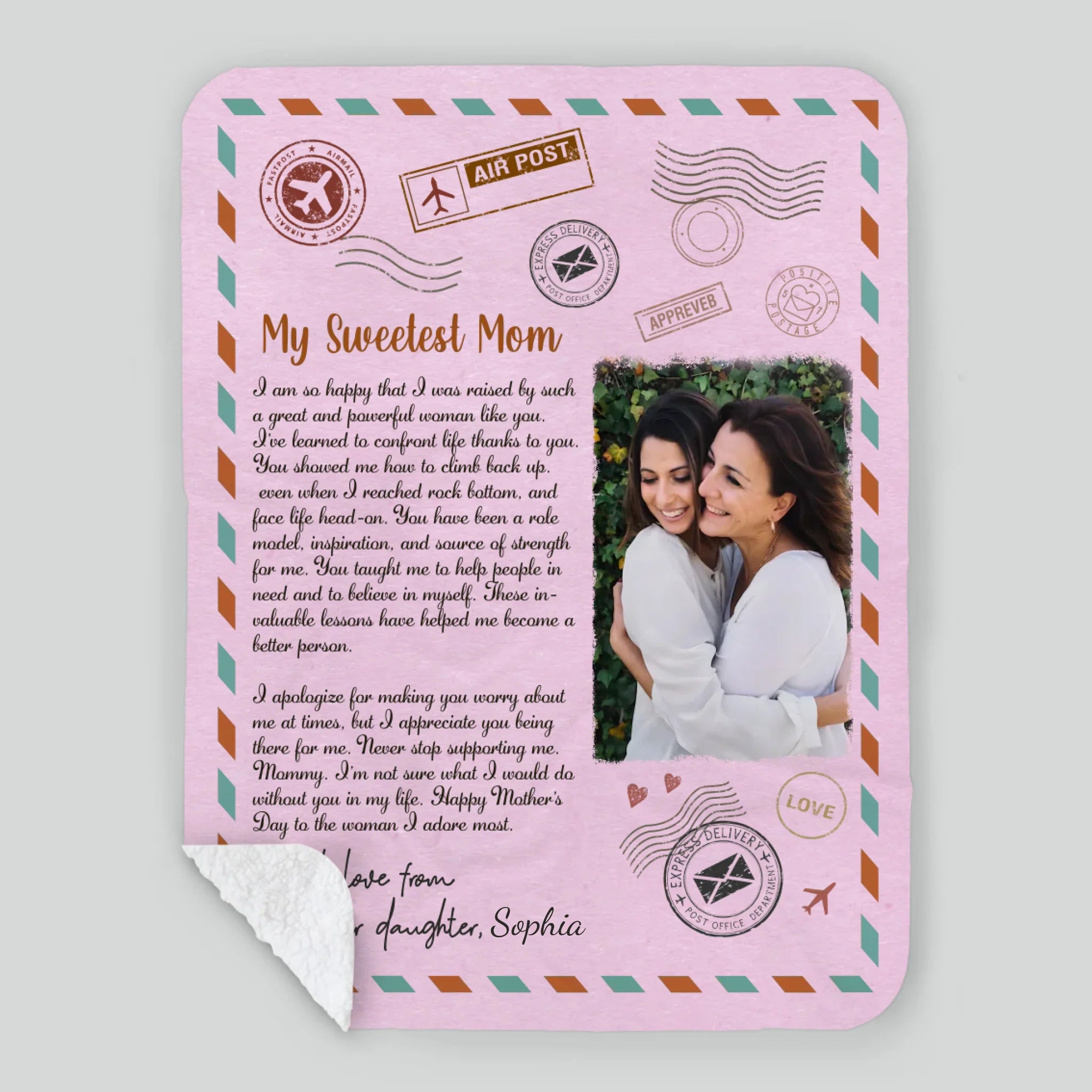 Personalized Memorial Blanket – My Sweetest Mom with Custom Photo & Name - 89Prints