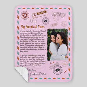 Personalized Memorial Blanket – My Sweetest Mom with Custom Photo & Name - 89Prints