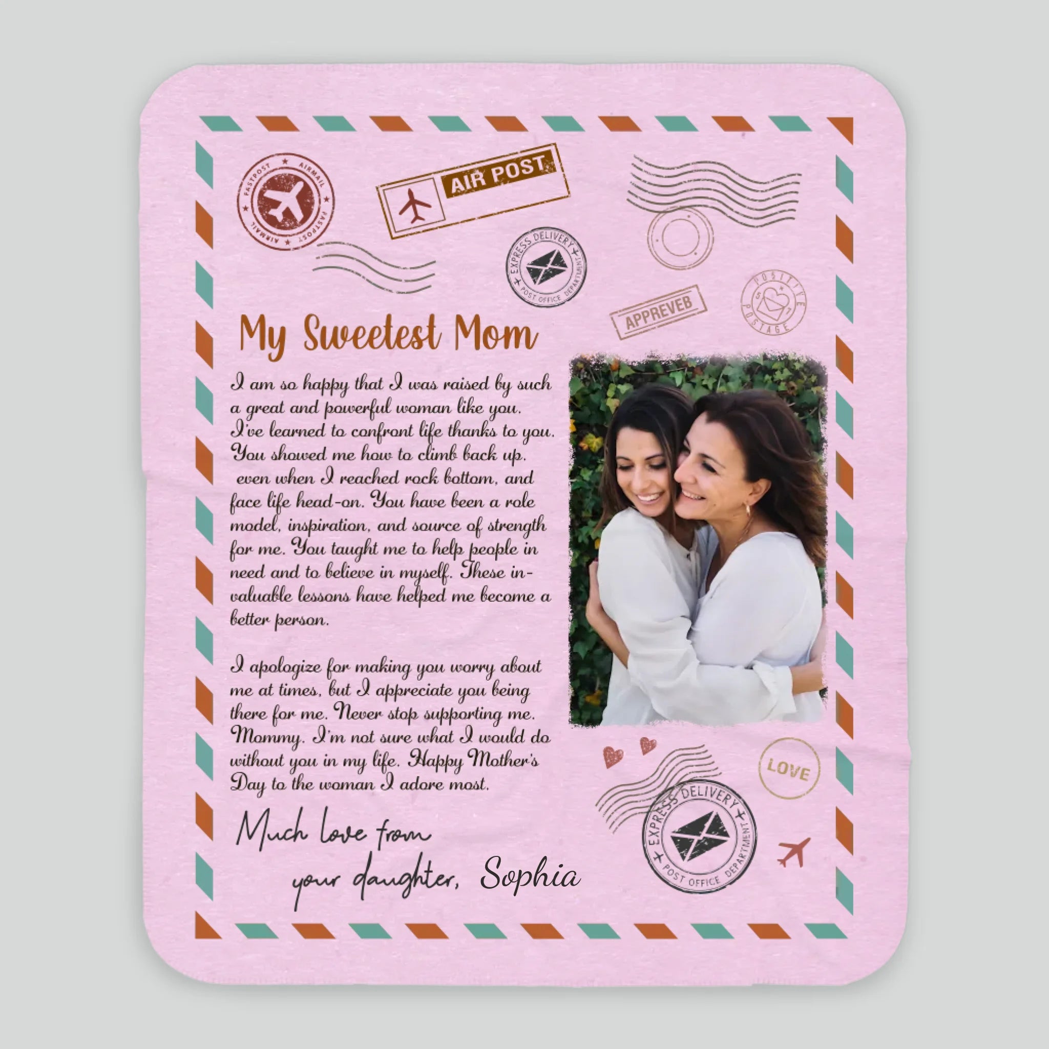 Personalized Memorial Blanket – My Sweetest Mom with Custom Photo & Name - 89Prints