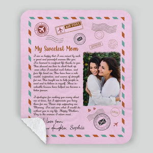 Personalized Memorial Blanket – My Sweetest Mom with Custom Photo & Name - 89Prints