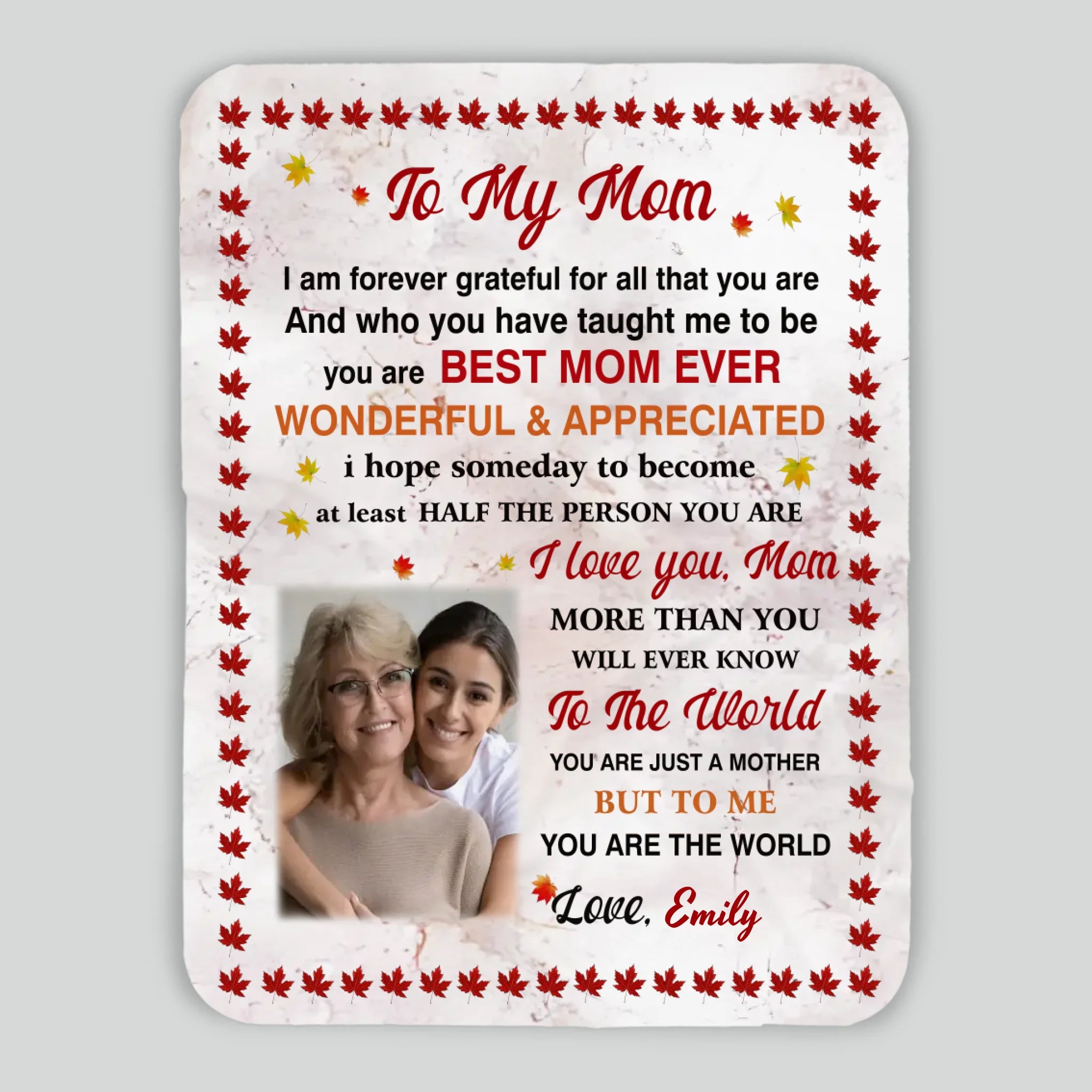 Personalized Blanket – Customizable with Photo and Name to My Mom - 89Prints
